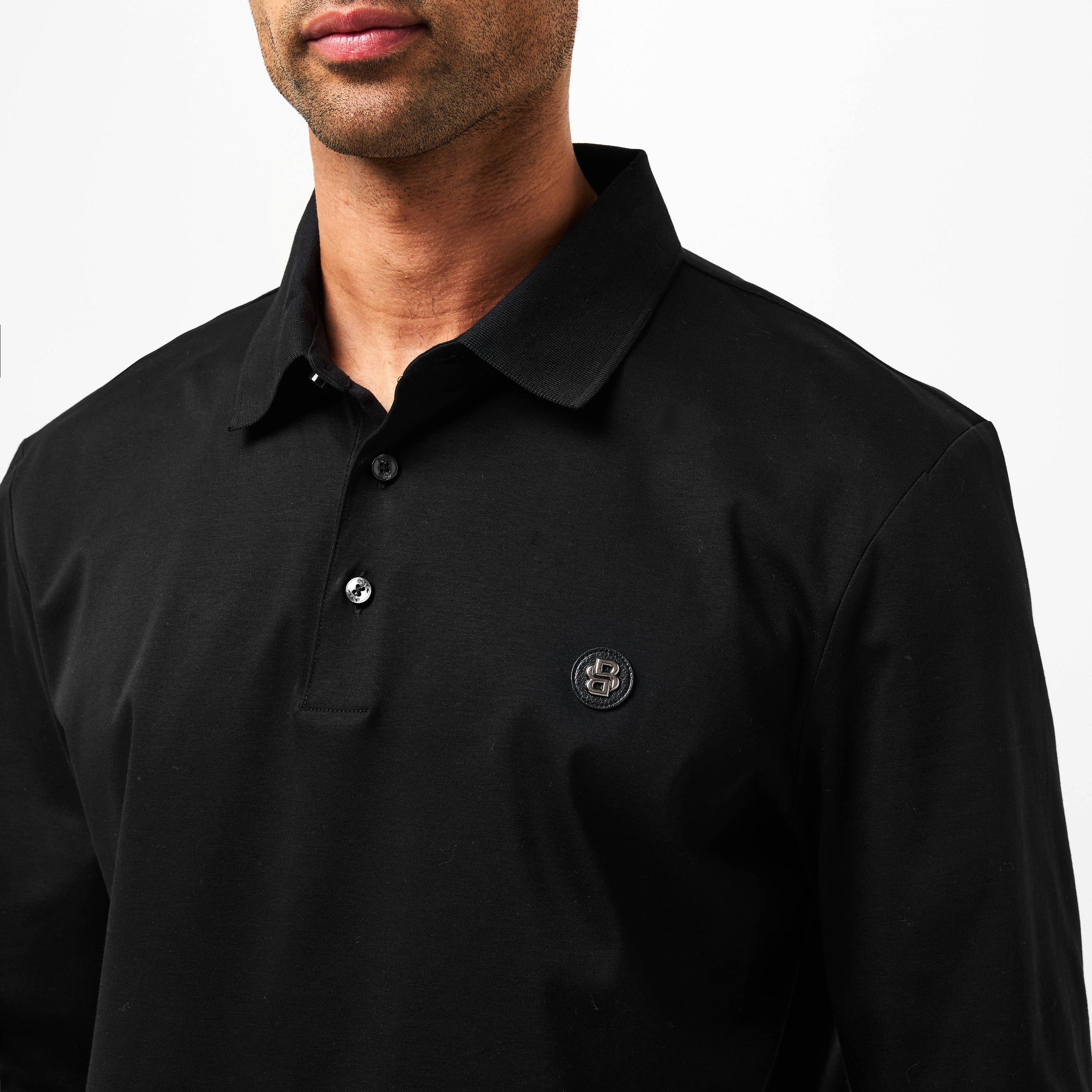 Black 002 - Boss - Men's HBB Paley Long-Sleeve Polo - 5