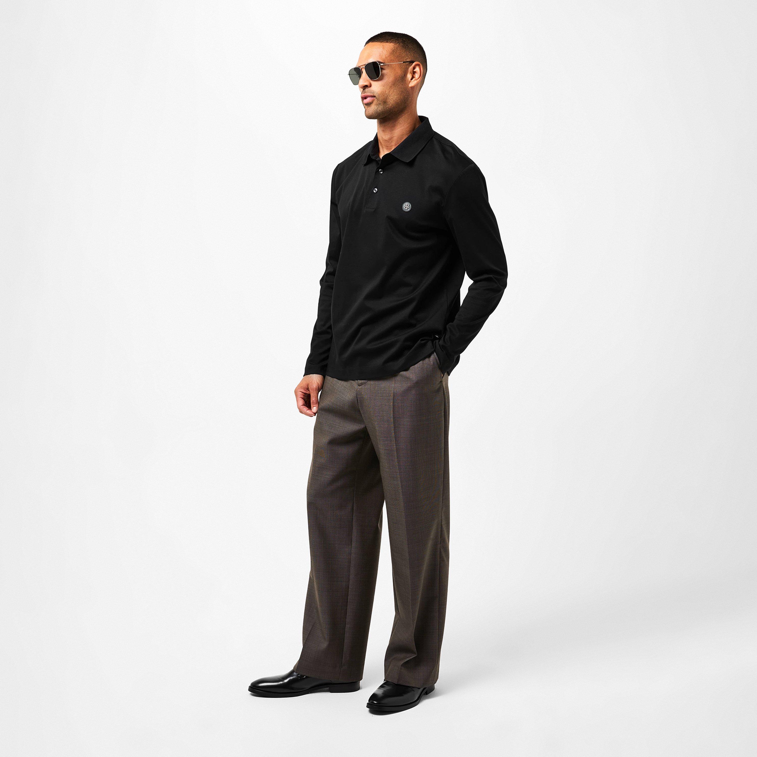 Black 002 - Boss - Men's HBB Paley Long-Sleeve Polo - 6