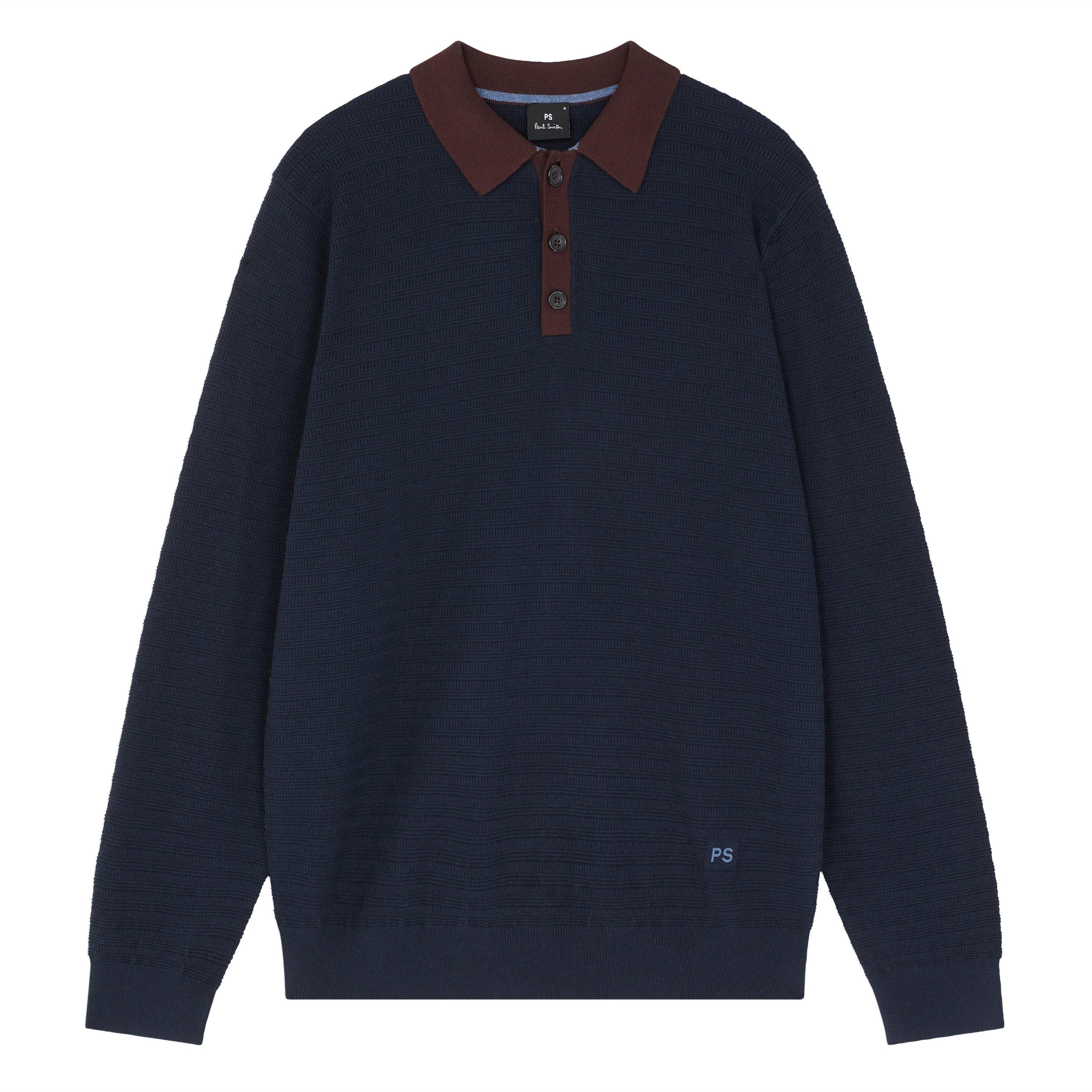 Blue 49 - PS Paul Smith - Men's Knitted Long Sleeve Polo Shirt - 1