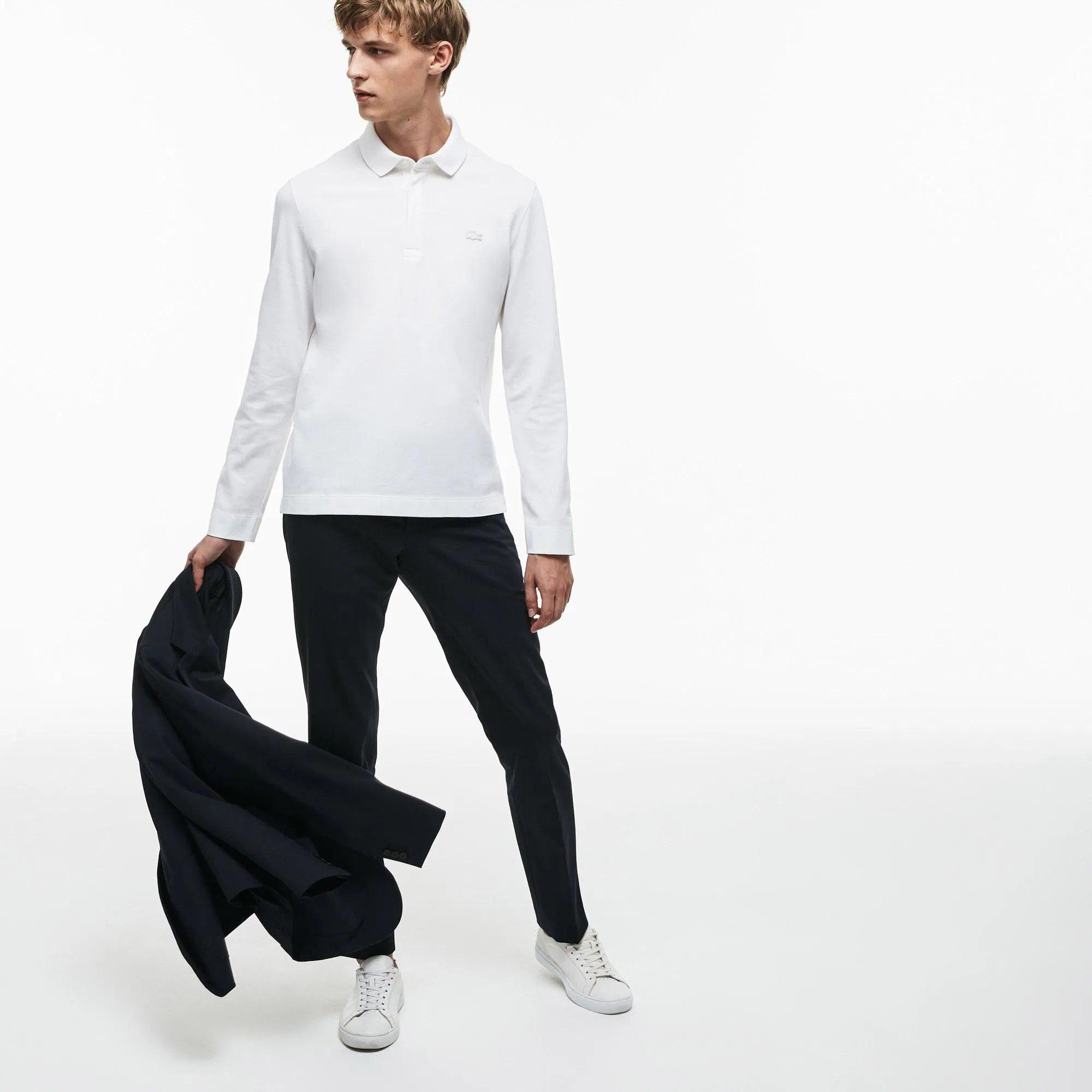 Lacoste Men's White Long-Sleeve Polo Shirt - 4XL