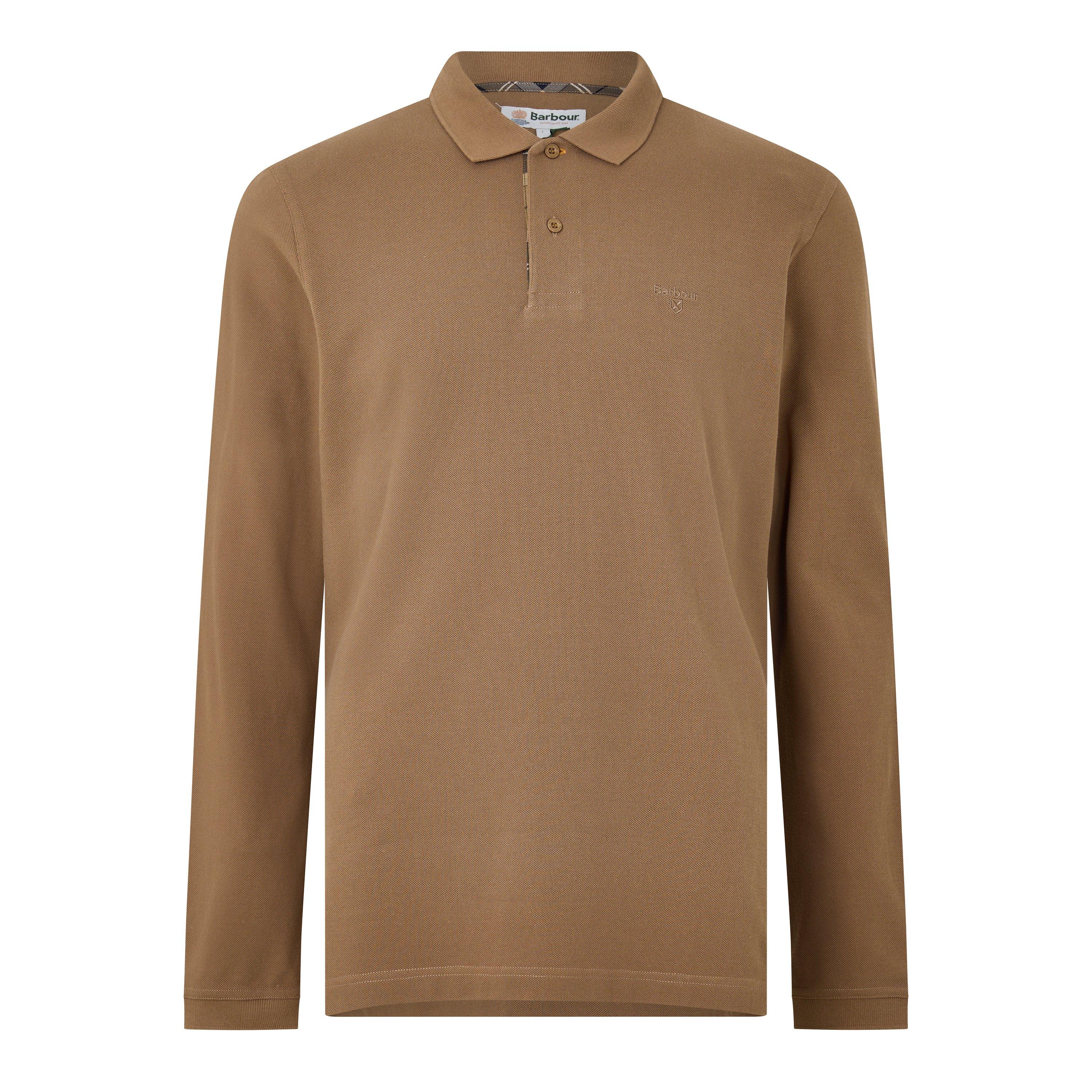 Barbour Men's Essentials Long Sleeve Polo Shirt - Sandstone Sn31 - L