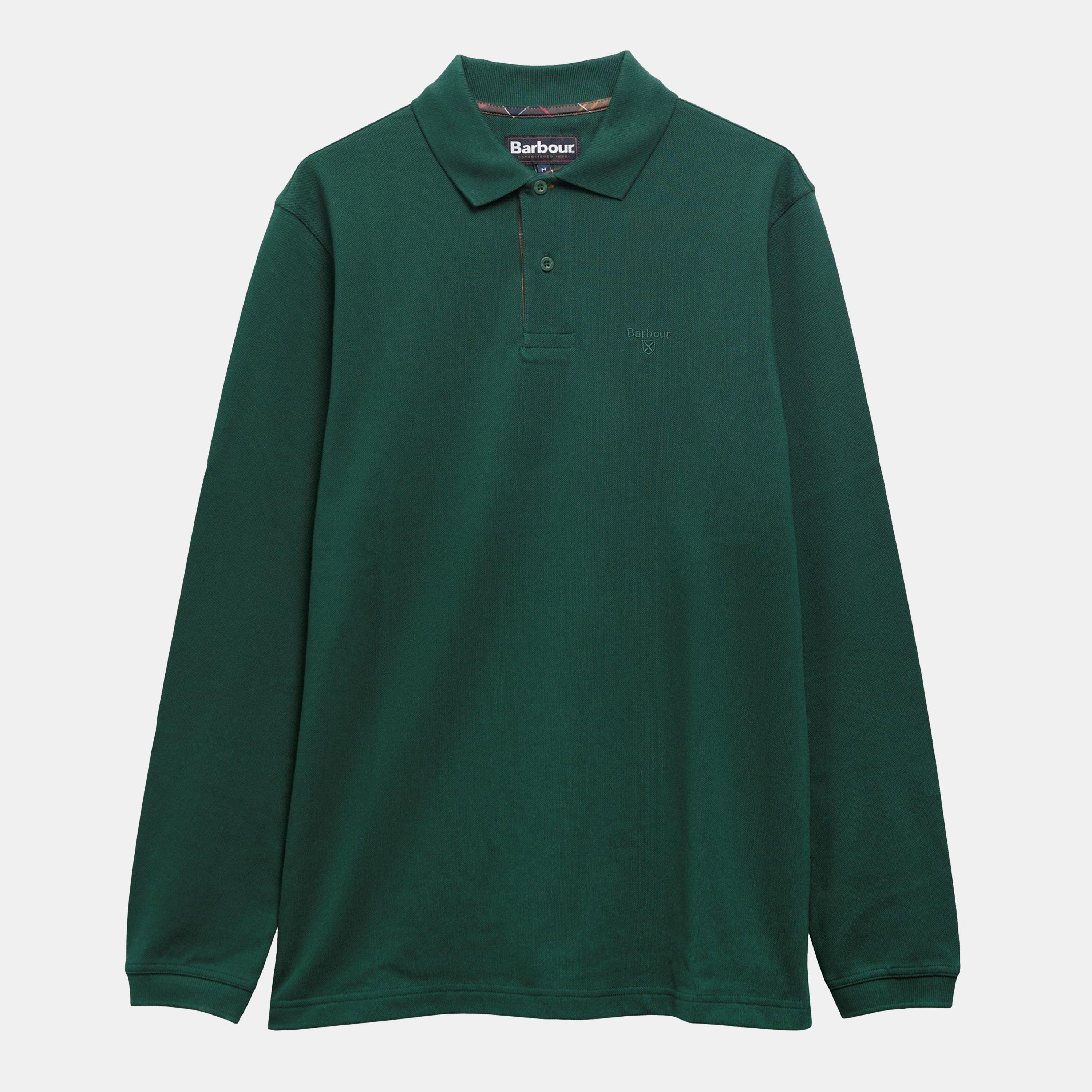 Barbour Mens Essentials Long Sleeve Polo Shirt - Seaweed GN73 - S