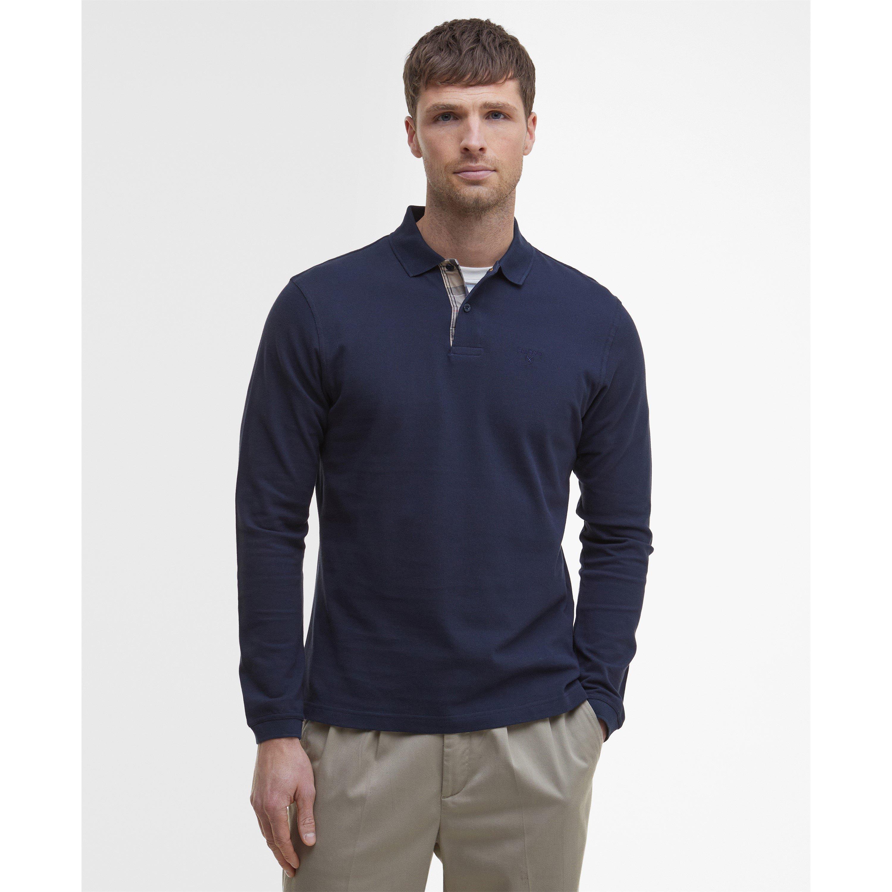 Navy NY91 - Barbour - Mens Essentials Long Sleeve Polo Shirt - 2