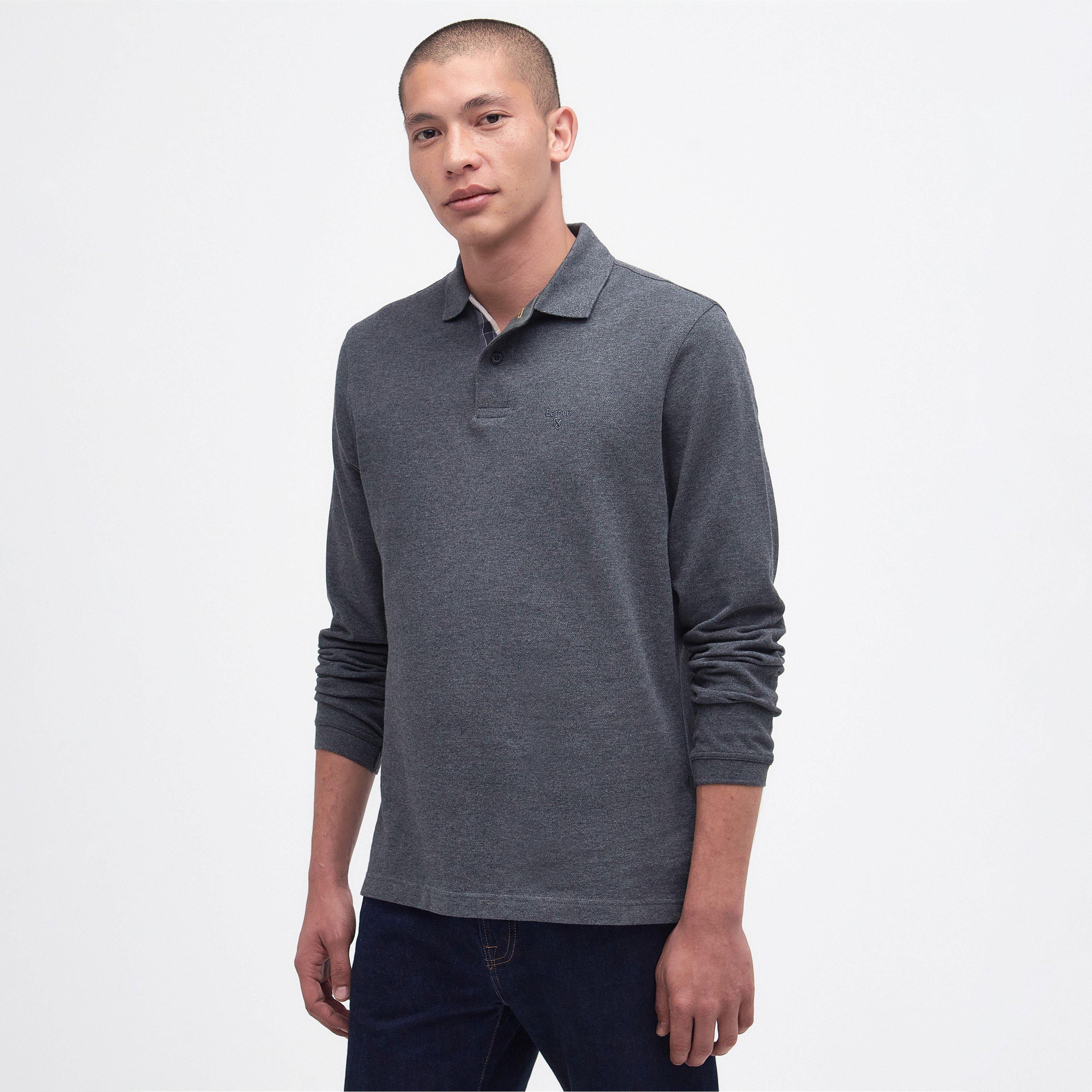 Slate Marl GY73 - Barbour - Mens Essentials Long Sleeve Polo Shirt - 2
