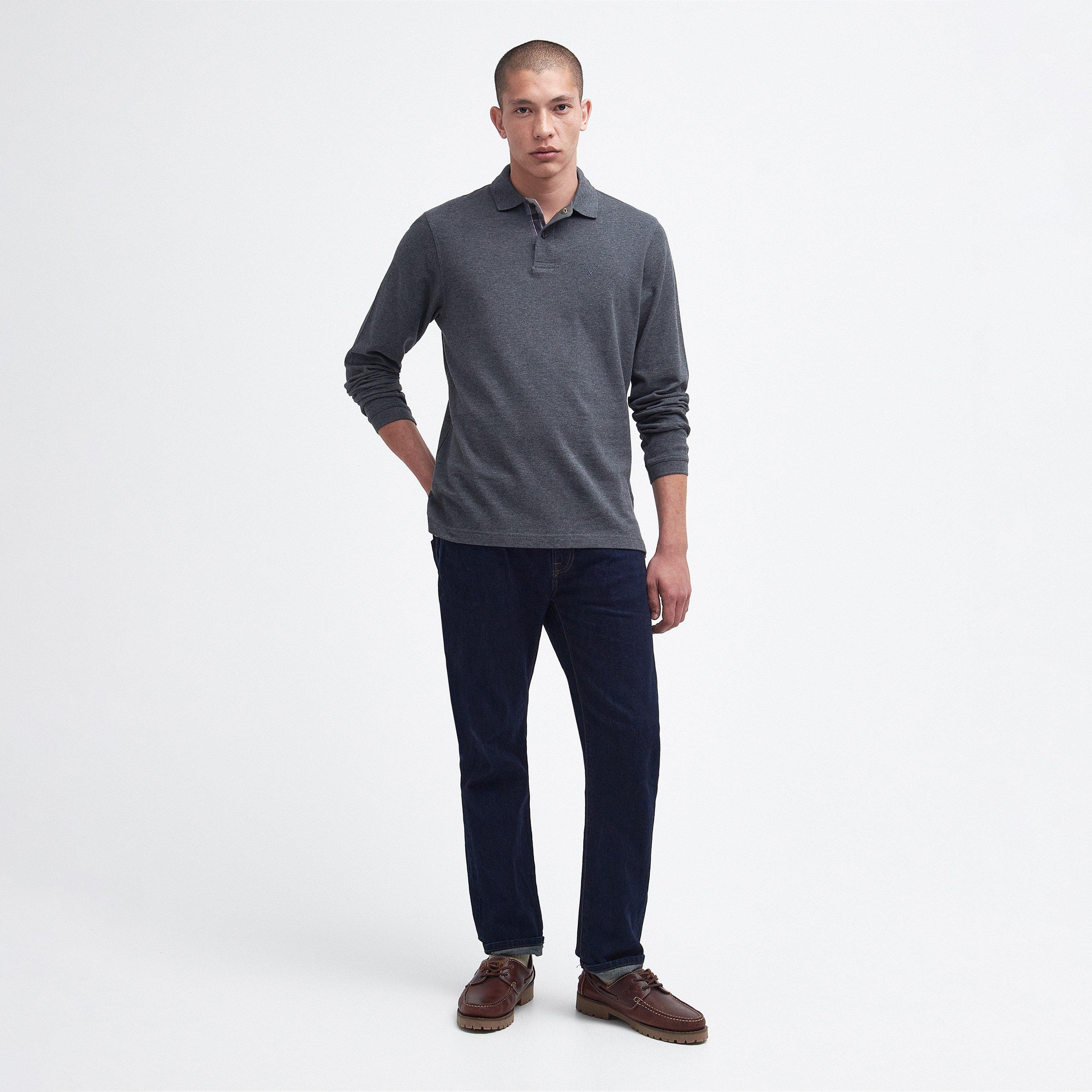Slate Marl GY73 - Barbour - Mens Essentials Long Sleeve Polo Shirt - 6