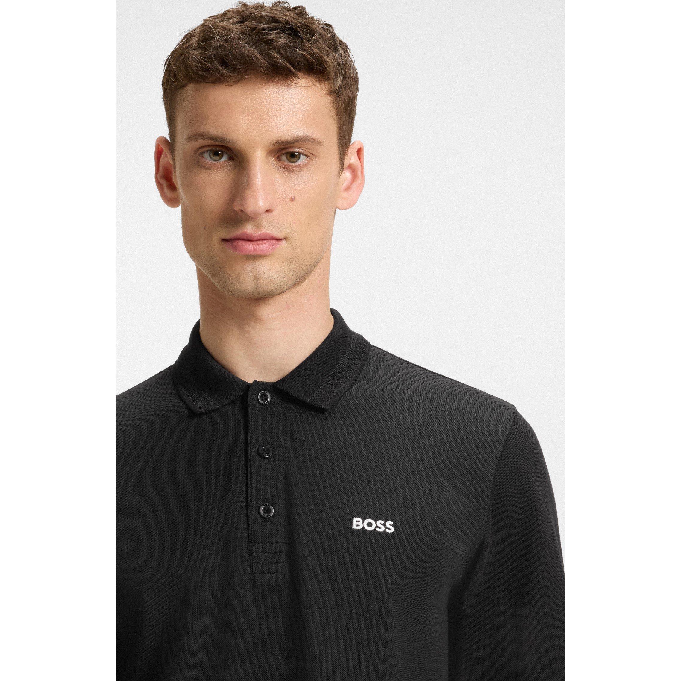 Black 009 - Boss - Men's HBG Plisy Long-Sleeve Polo - 4