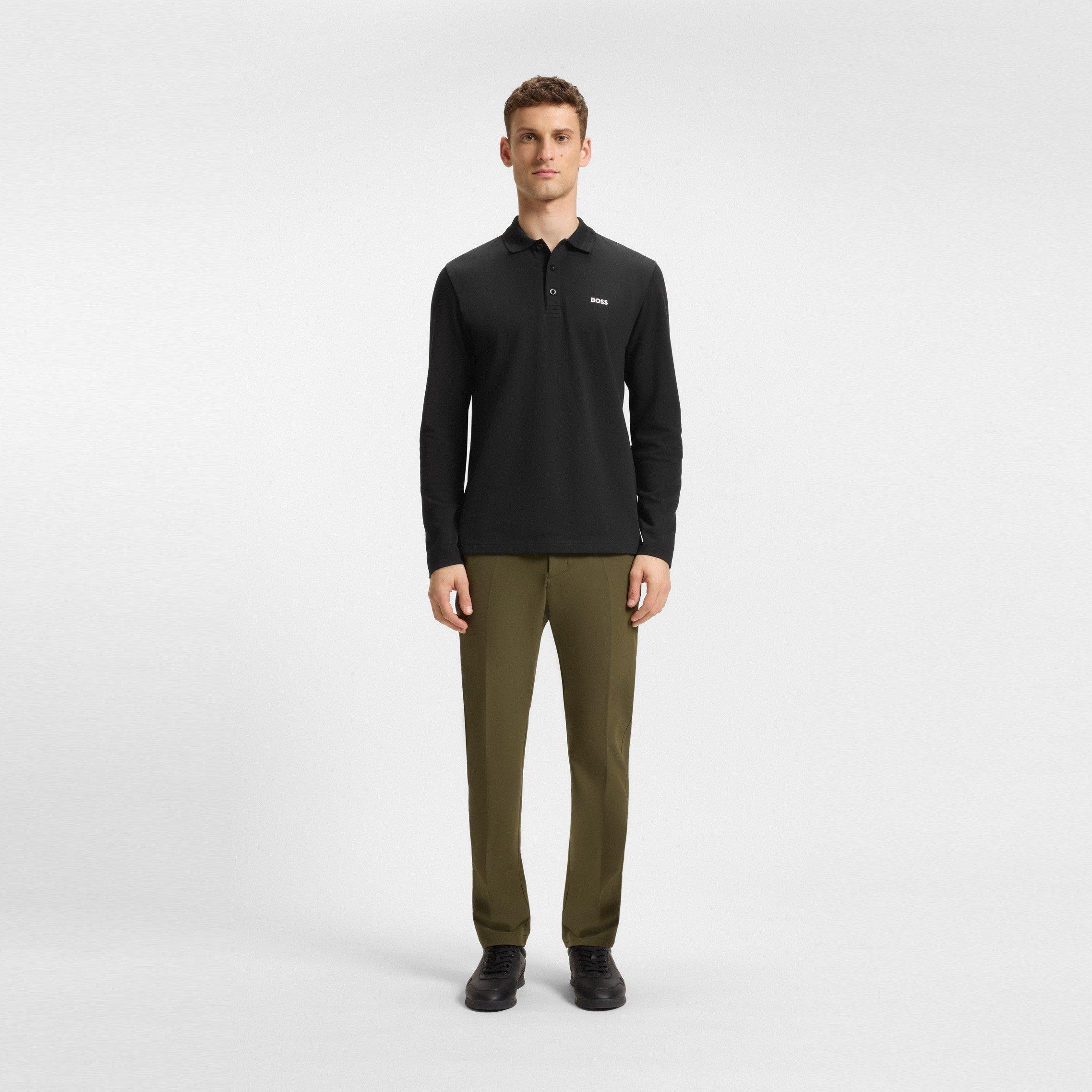 Black 009 - Boss - Men's HBG Plisy Long-Sleeve Polo - 5