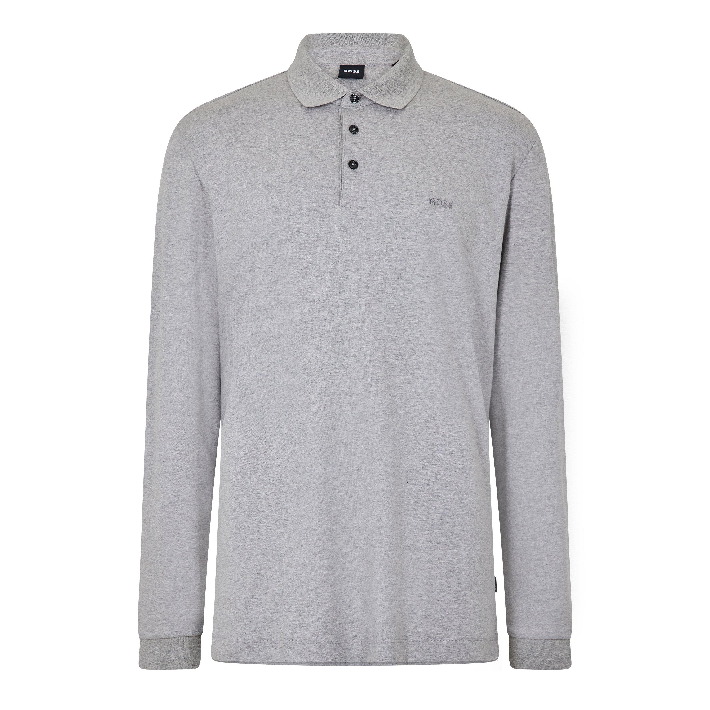 Boss Men's Pado 30 Long-Sleeve Polo Shirt - Silver - 5XL