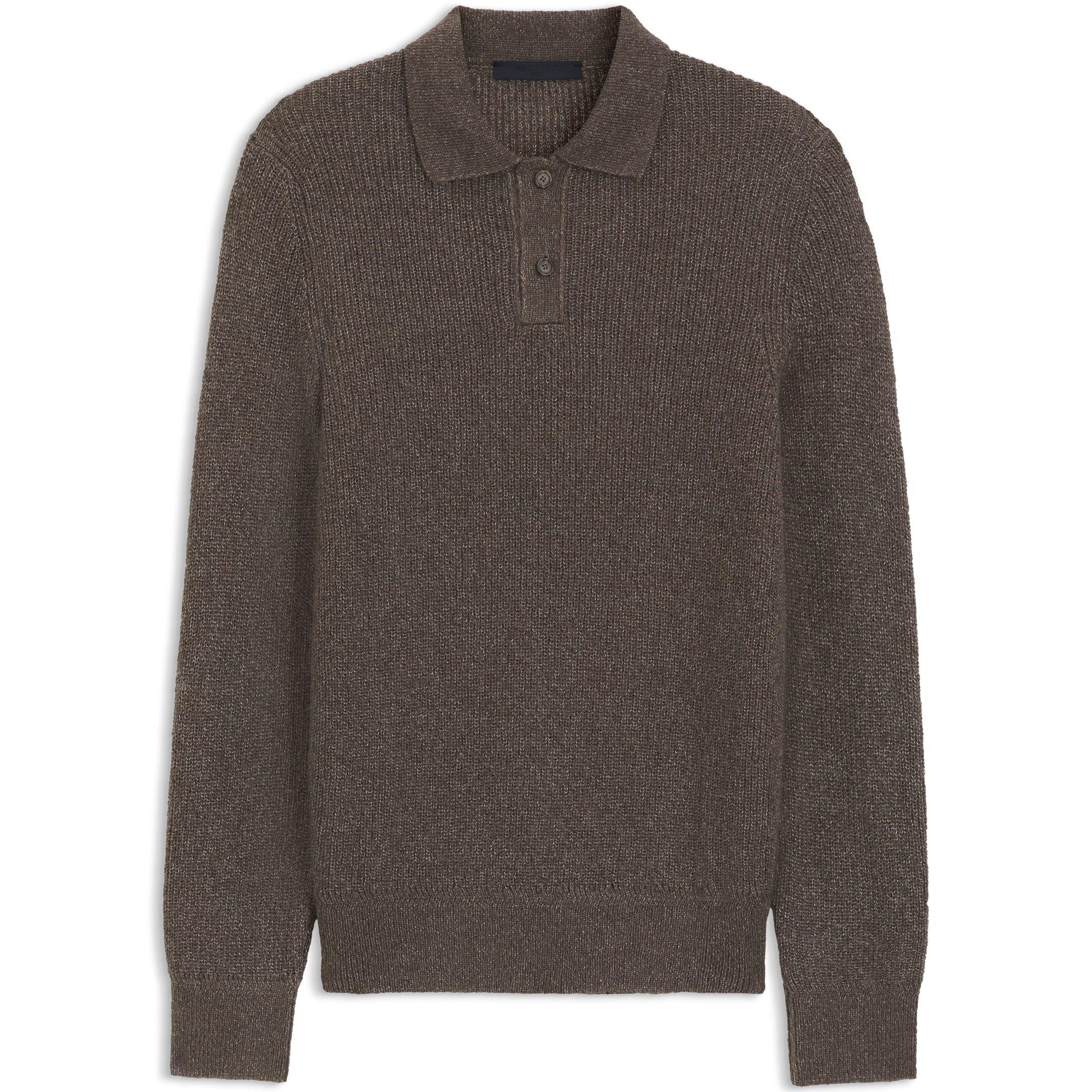 Brown 244 - Boss - Men's Hacero Double Breasted Long Sleeve Polo Shirt - 1