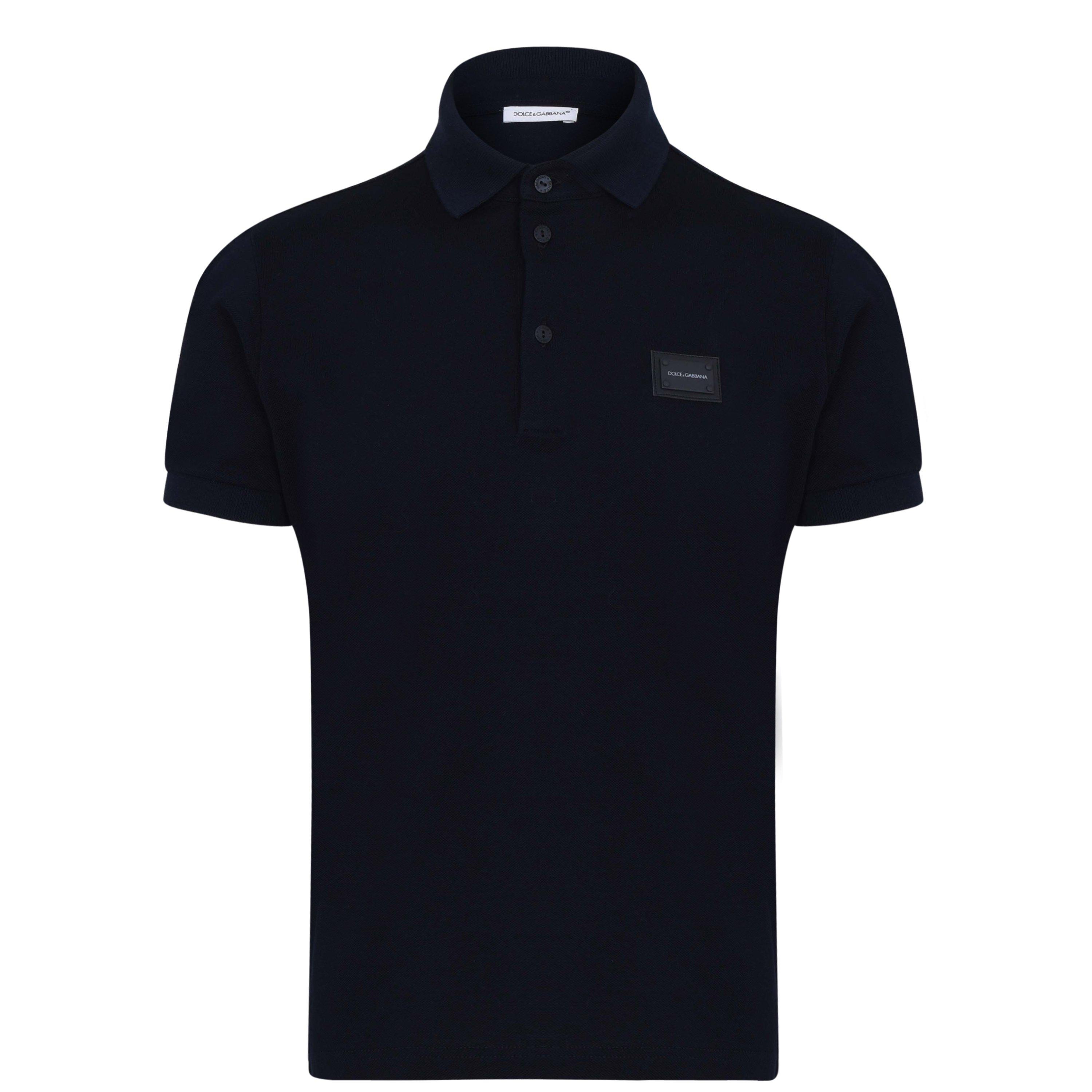 Blue B0665 - Dolce and Gabbana - Junior Boys Short Sleeve Plaque Polo Shirt - 1