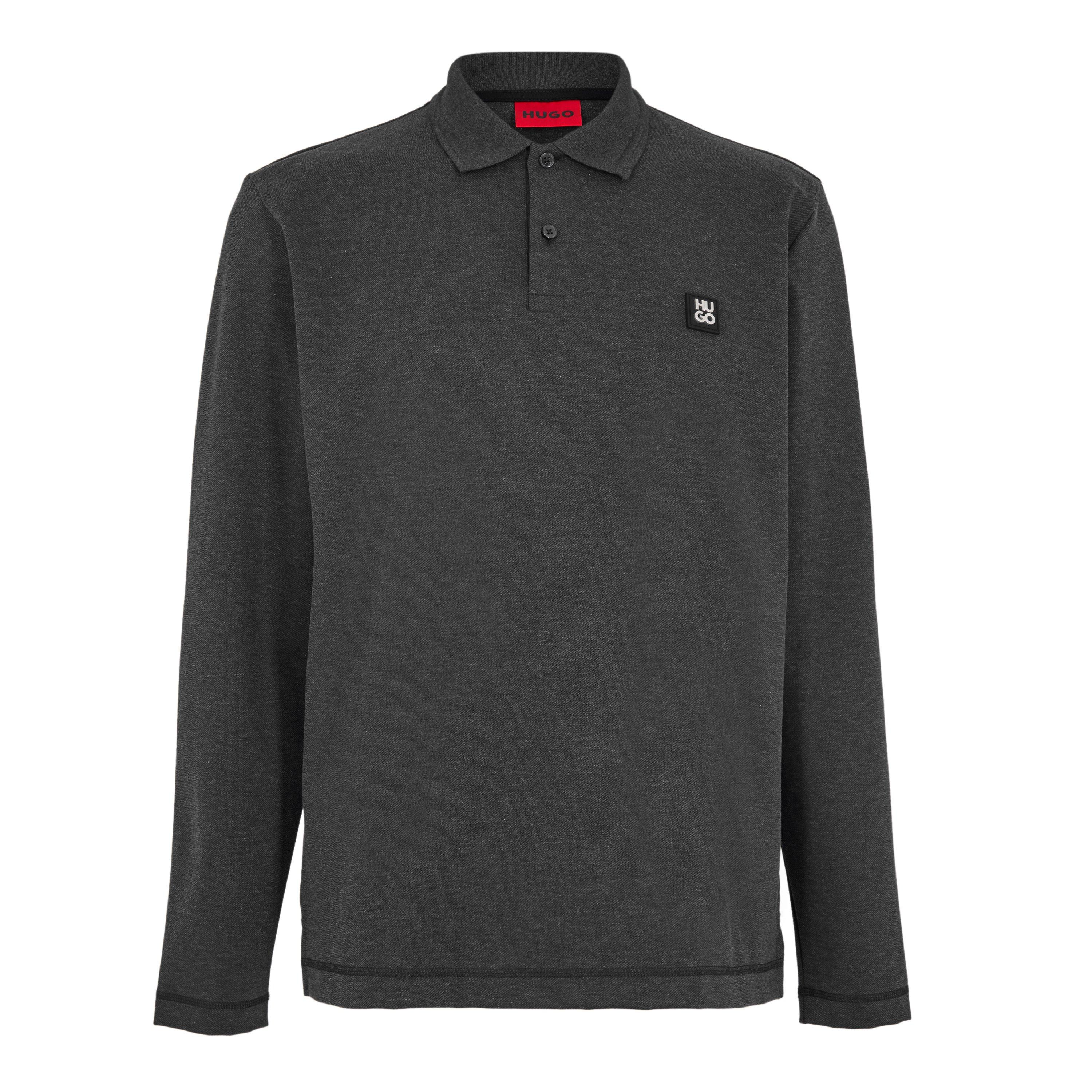 Hugo Men's Dinote Red Long Sleeve Polo Shirt - Medium Grey 037 - L