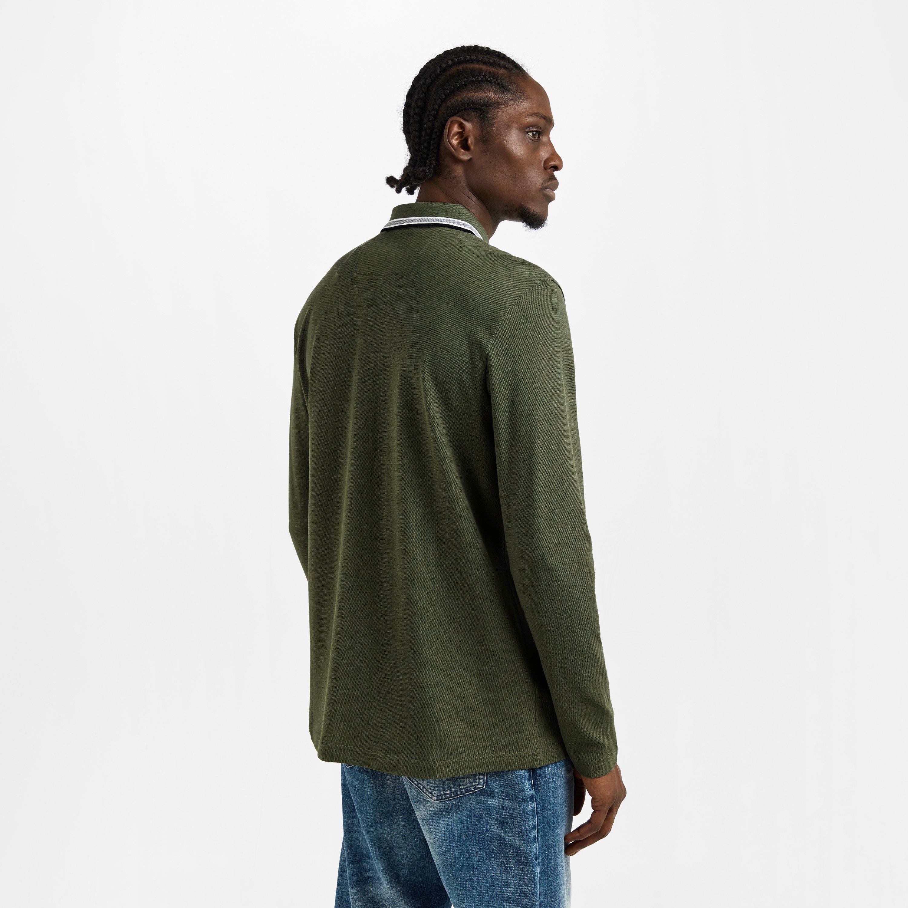 Dark Beige 257 - Boss - Mens BOSS GREEN Plisy Long Sleeve Polo Shirt with Logo Detail - 4