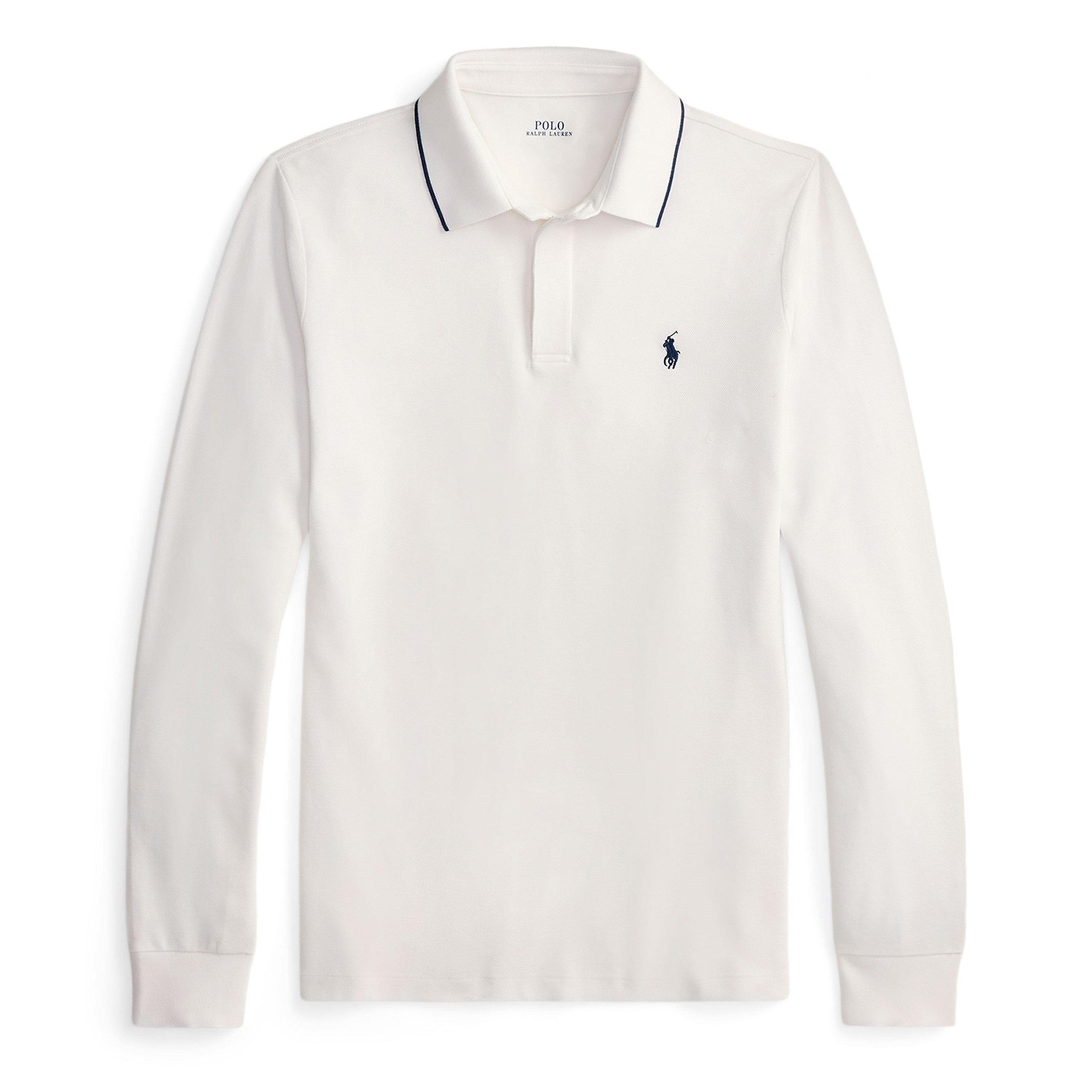 White/White - Polo Ralph Lauren - Men's TipMesh Long Sleeve Shirt - 1