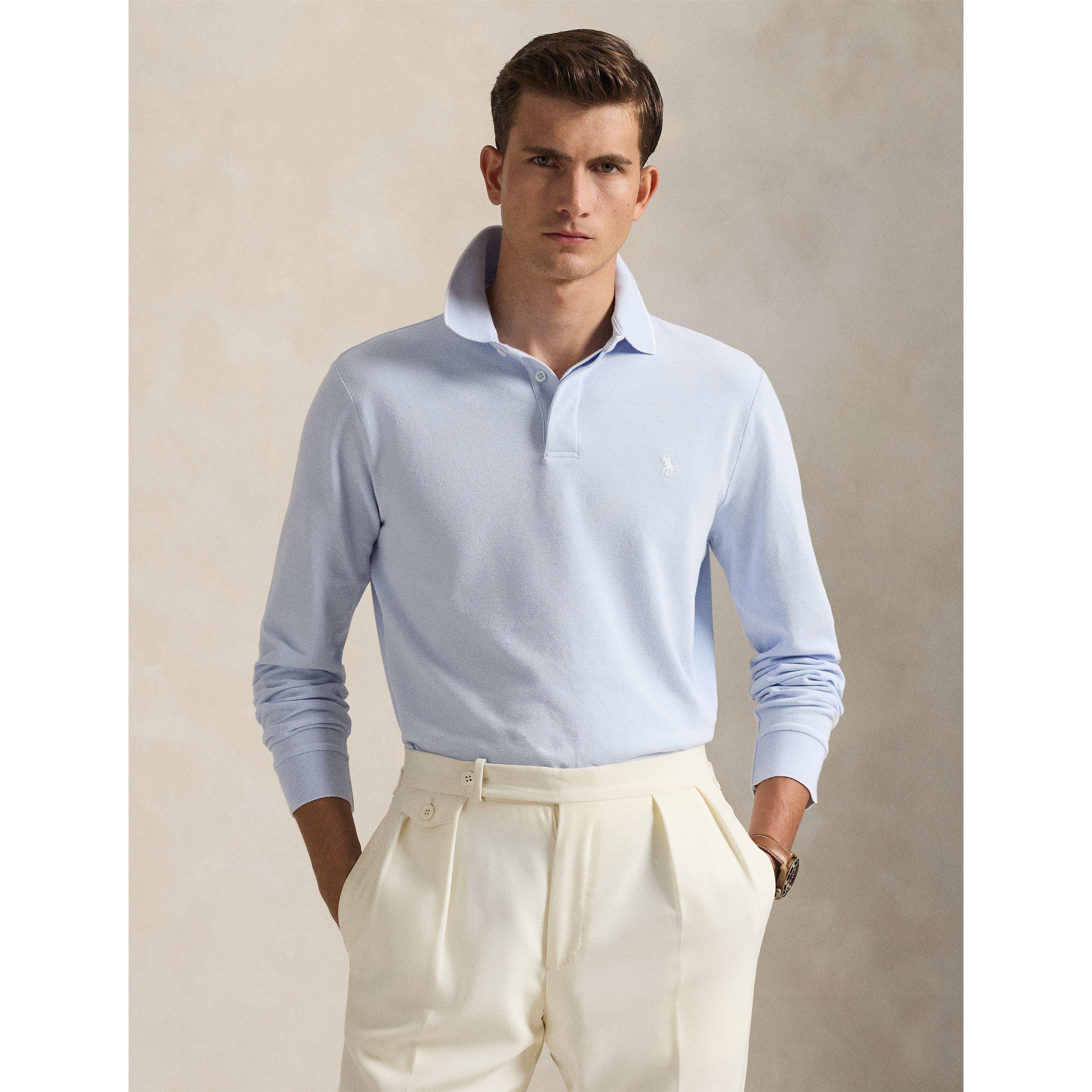 Office Blue/Wht - Polo Ralph Lauren - Men's TipMesh Long Sleeve Shirt - 2