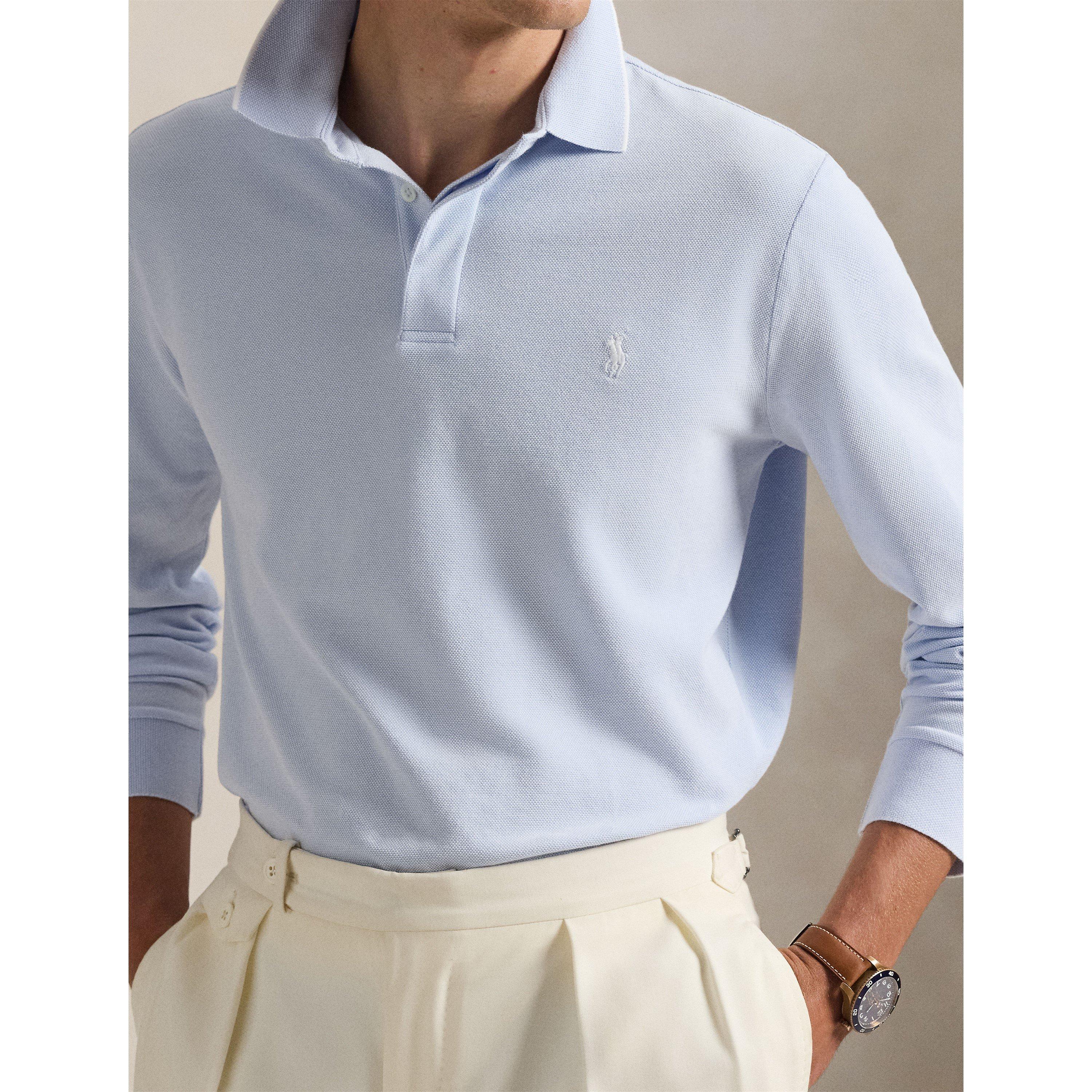 Office Blue/Wht - Polo Ralph Lauren - Men's TipMesh Long Sleeve Shirt - 4
