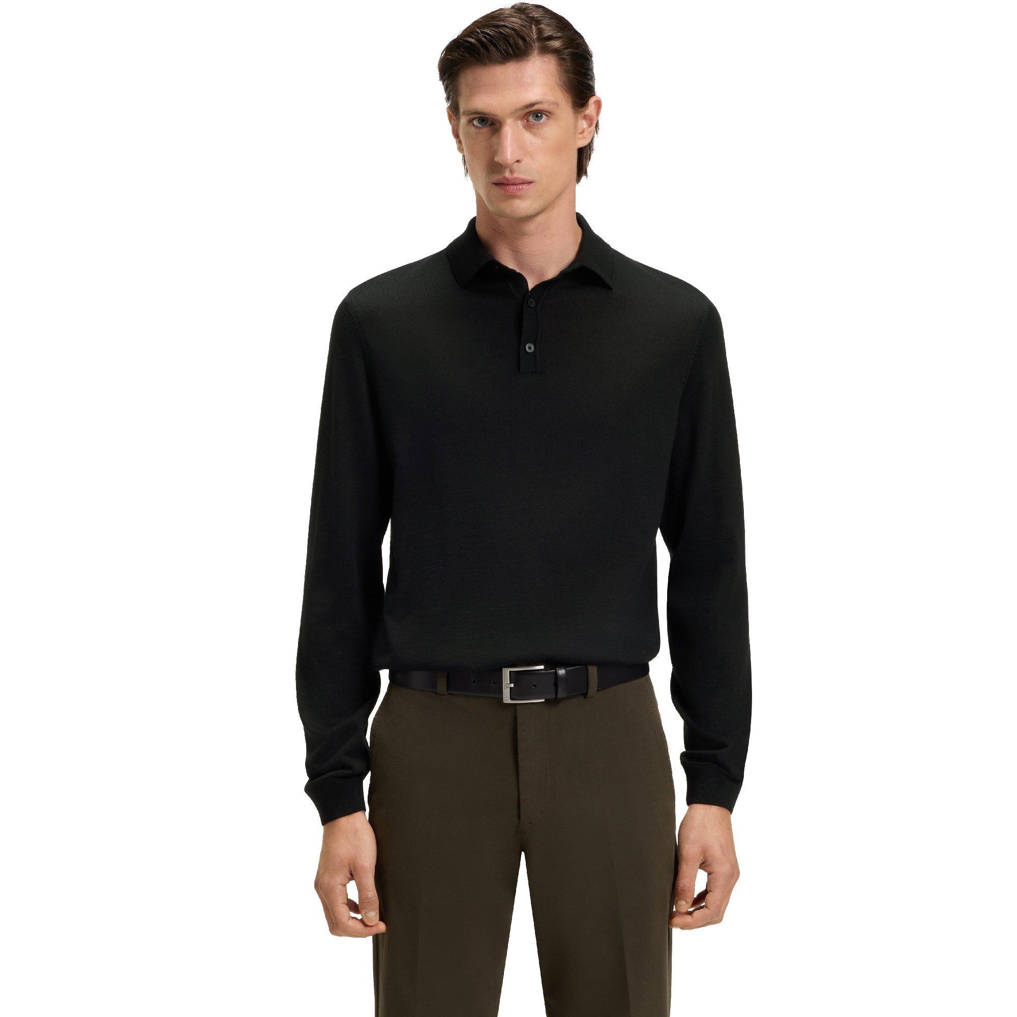 Boss Men's Lancione Long-Sleeve Polo - Black - 2XL