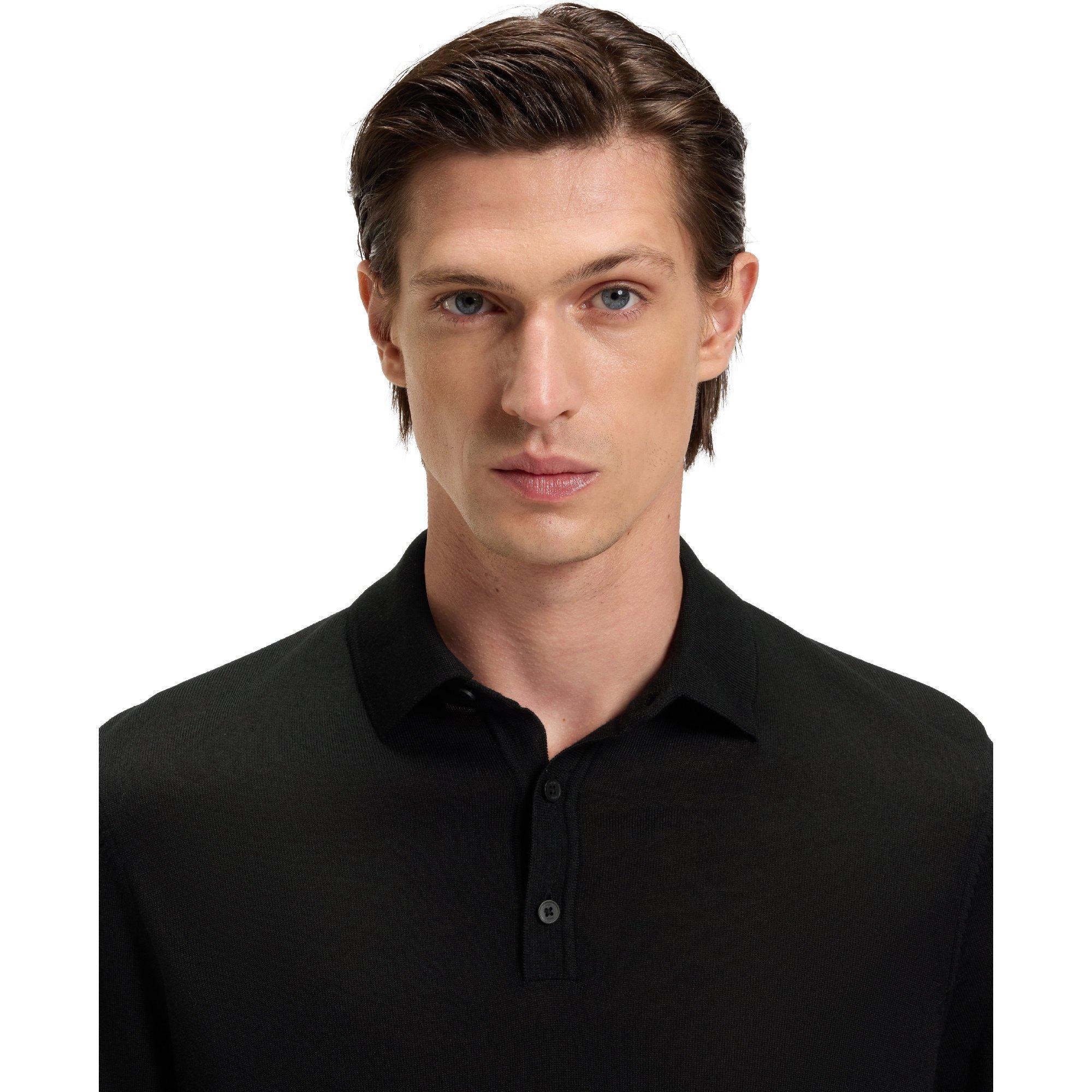 Black - Boss - Men's Lancione Long-Sleeve Polo - 3