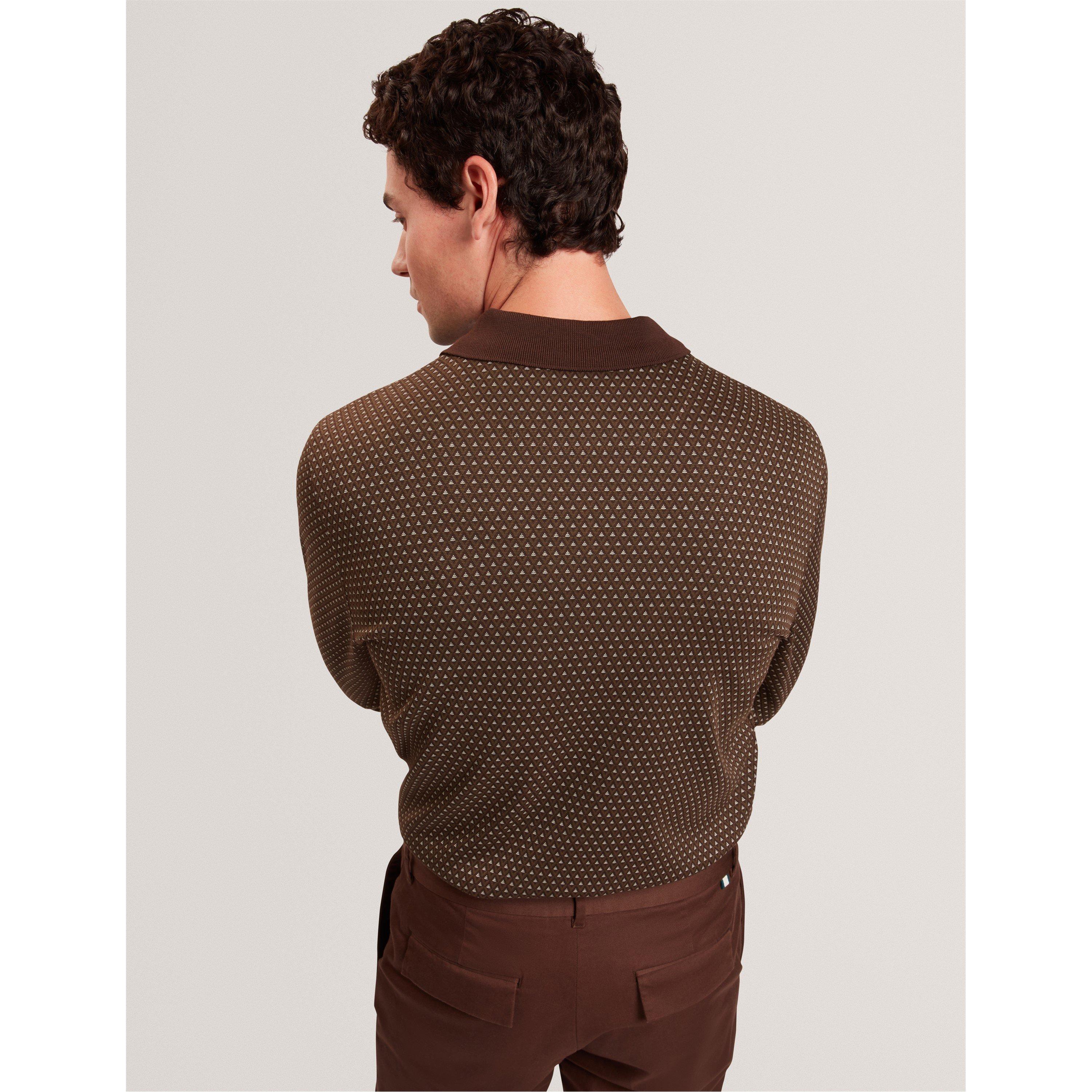 Brown-Tan - Ted Baker - Ted LS Jacquard Polo Sn61 - 3