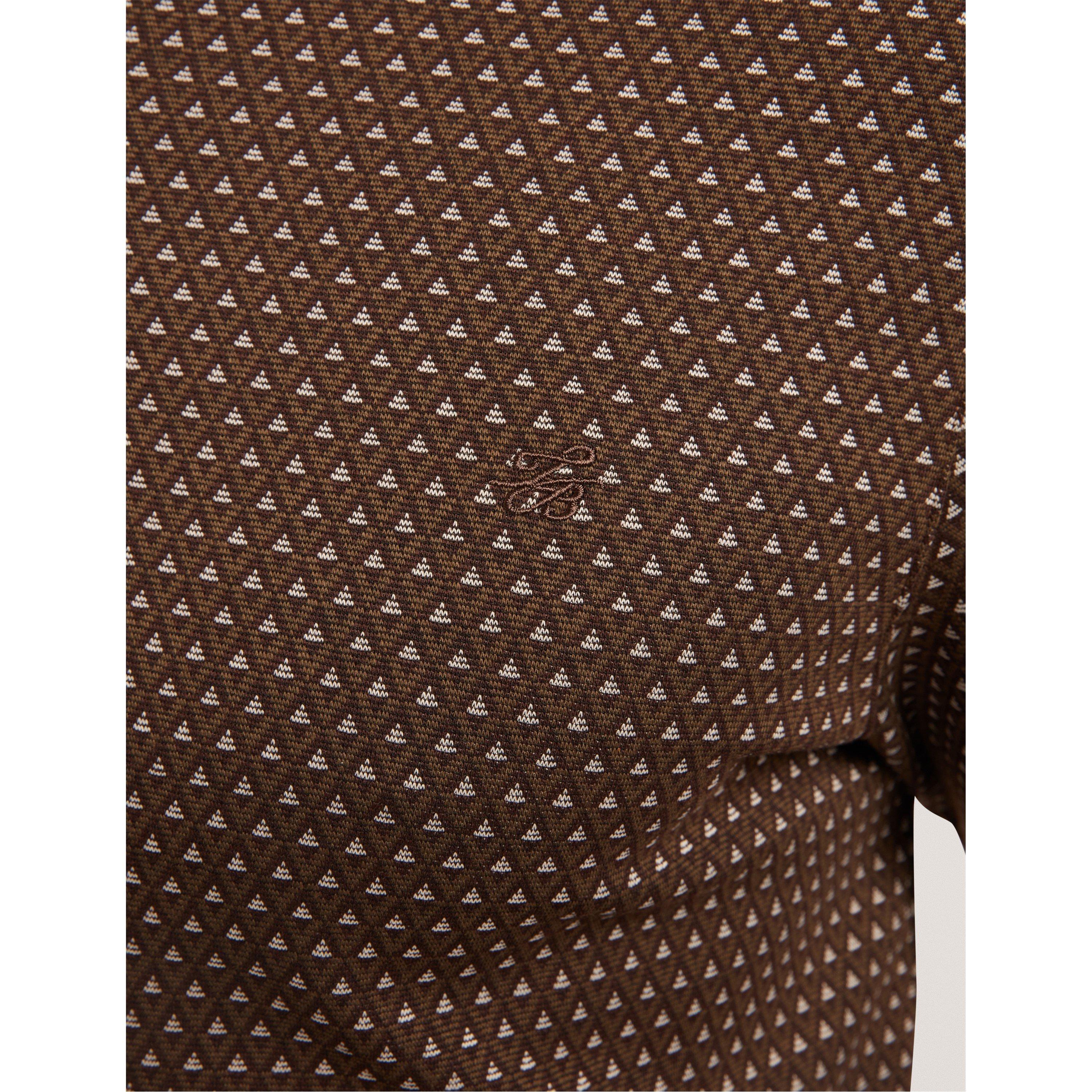 Brown-Tan - Ted Baker - Ted LS Jacquard Polo Sn61 - 4