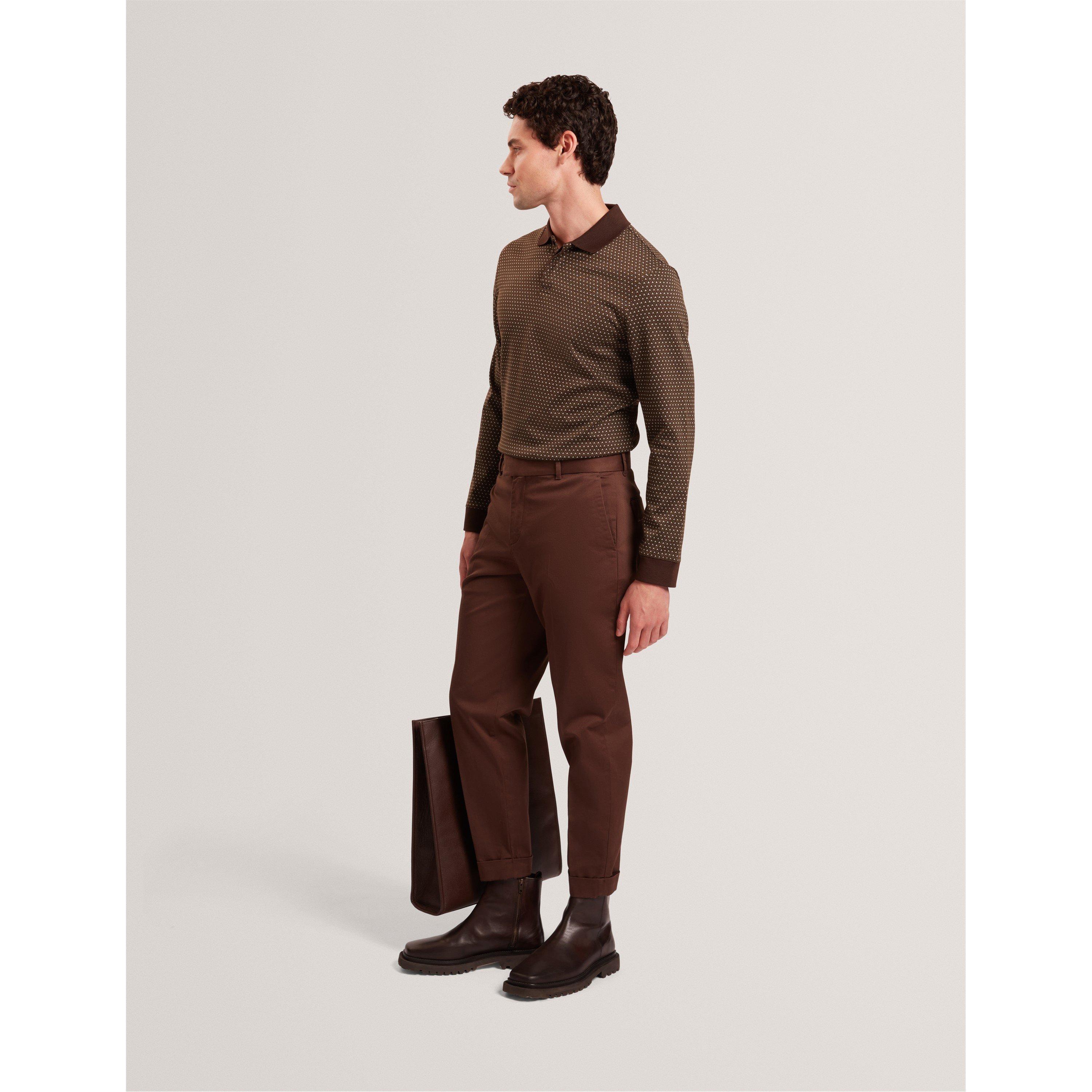 Brown-Tan - Ted Baker - Ted LS Jacquard Polo Sn61 - 5