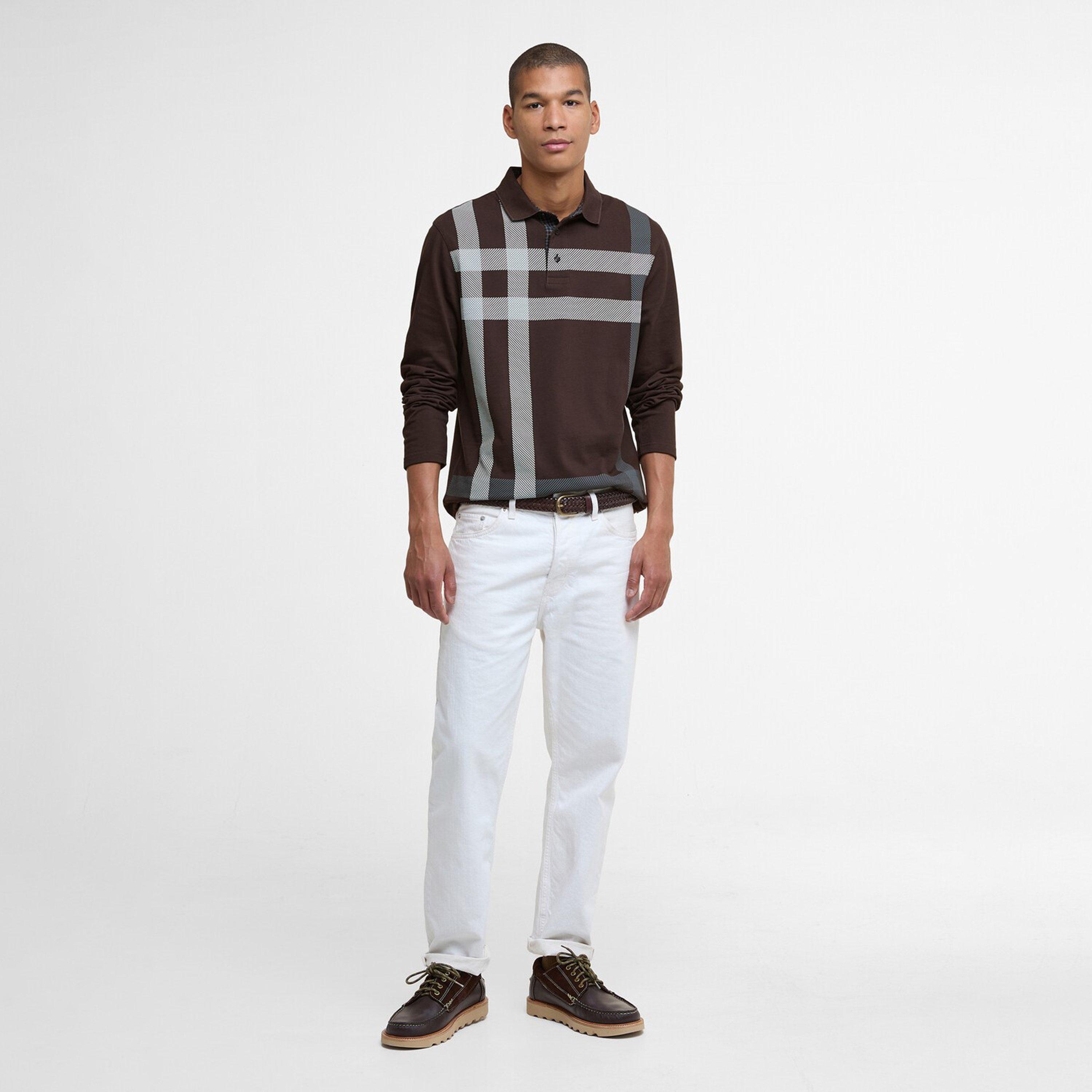 Dark Oak BR17 - Barbour - Men's B.Li Blaine Long Sleeve Polo Shirt - 6