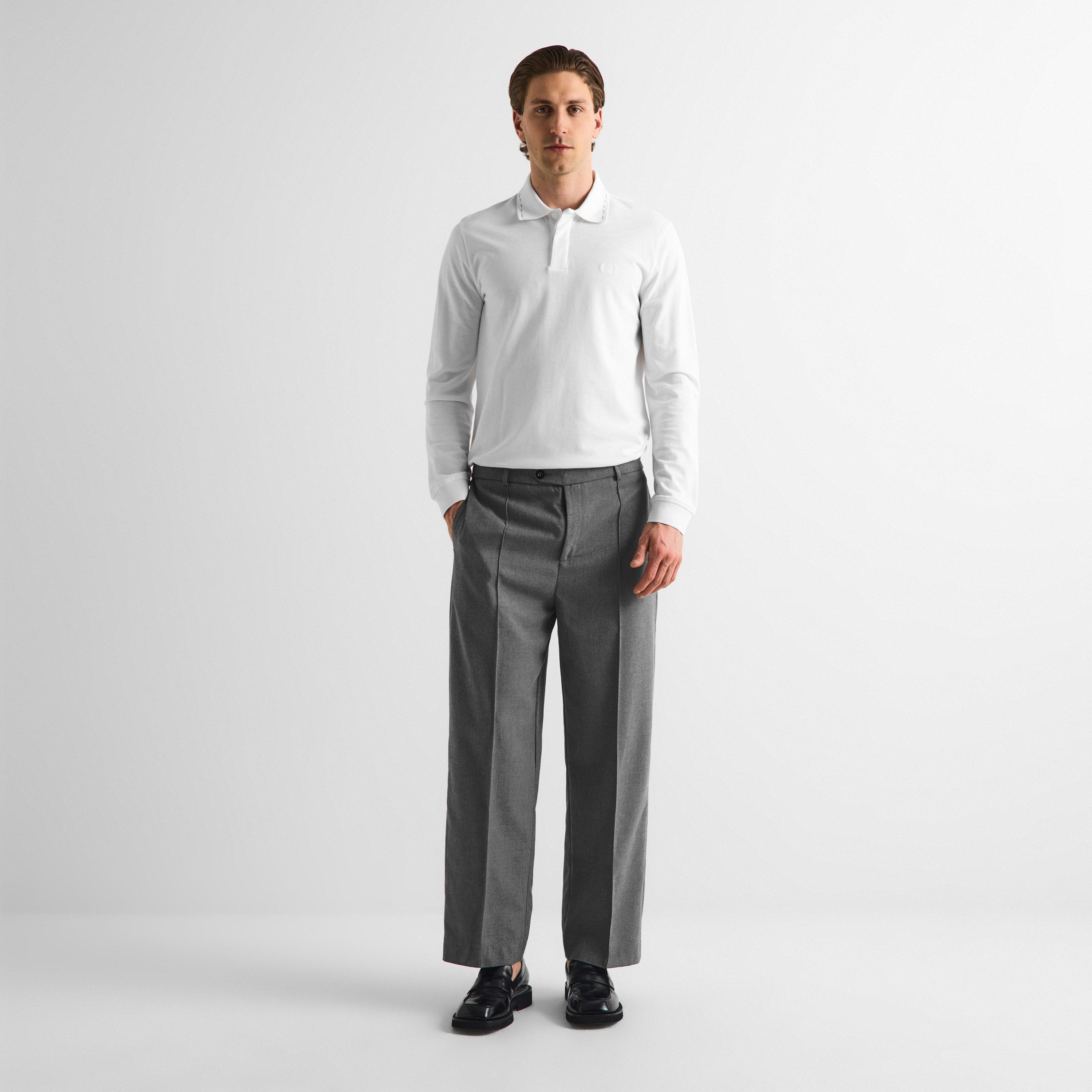 White - Gieves and Hawkes - Men's Long Sleeve Polo Shirt - 6