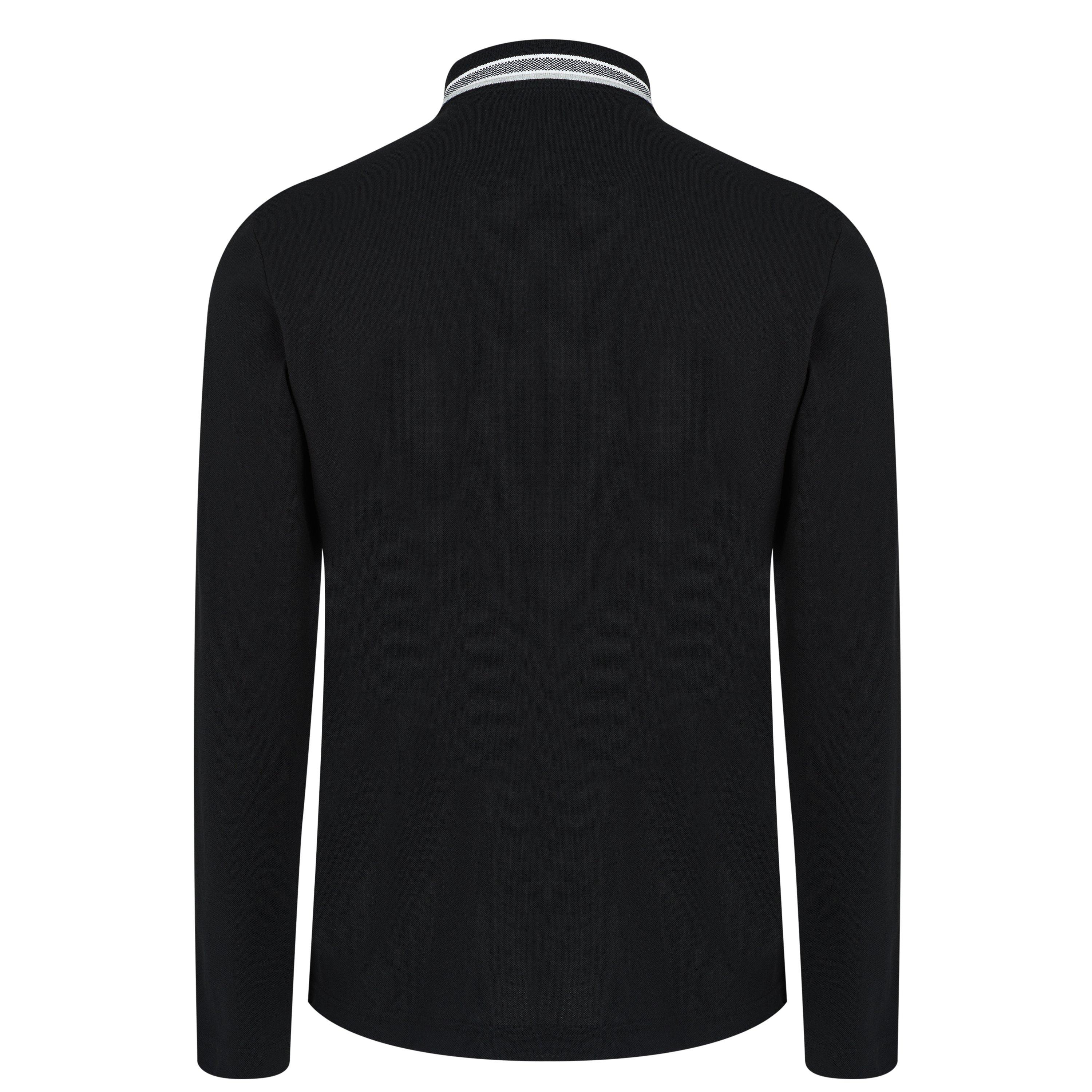 Black 002 - Boss - Men's Plisy Long-Sleeve Tipped Collar Polo Shirt - 2