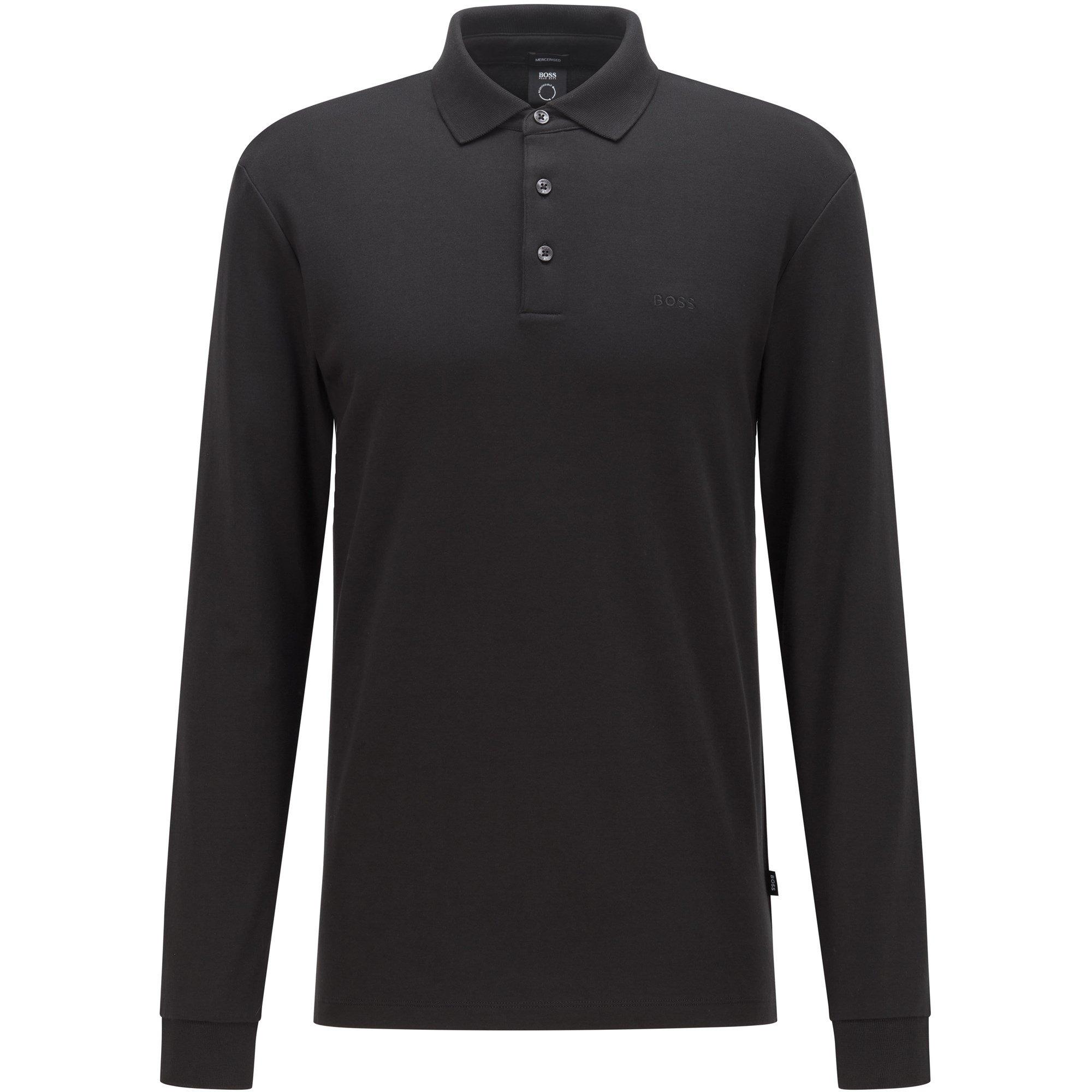 Boss Men's Hbb Pado 30 Long-Sleeve Polo Shirt, Iconic Logo Embroidered - Black 001 - 2X Large