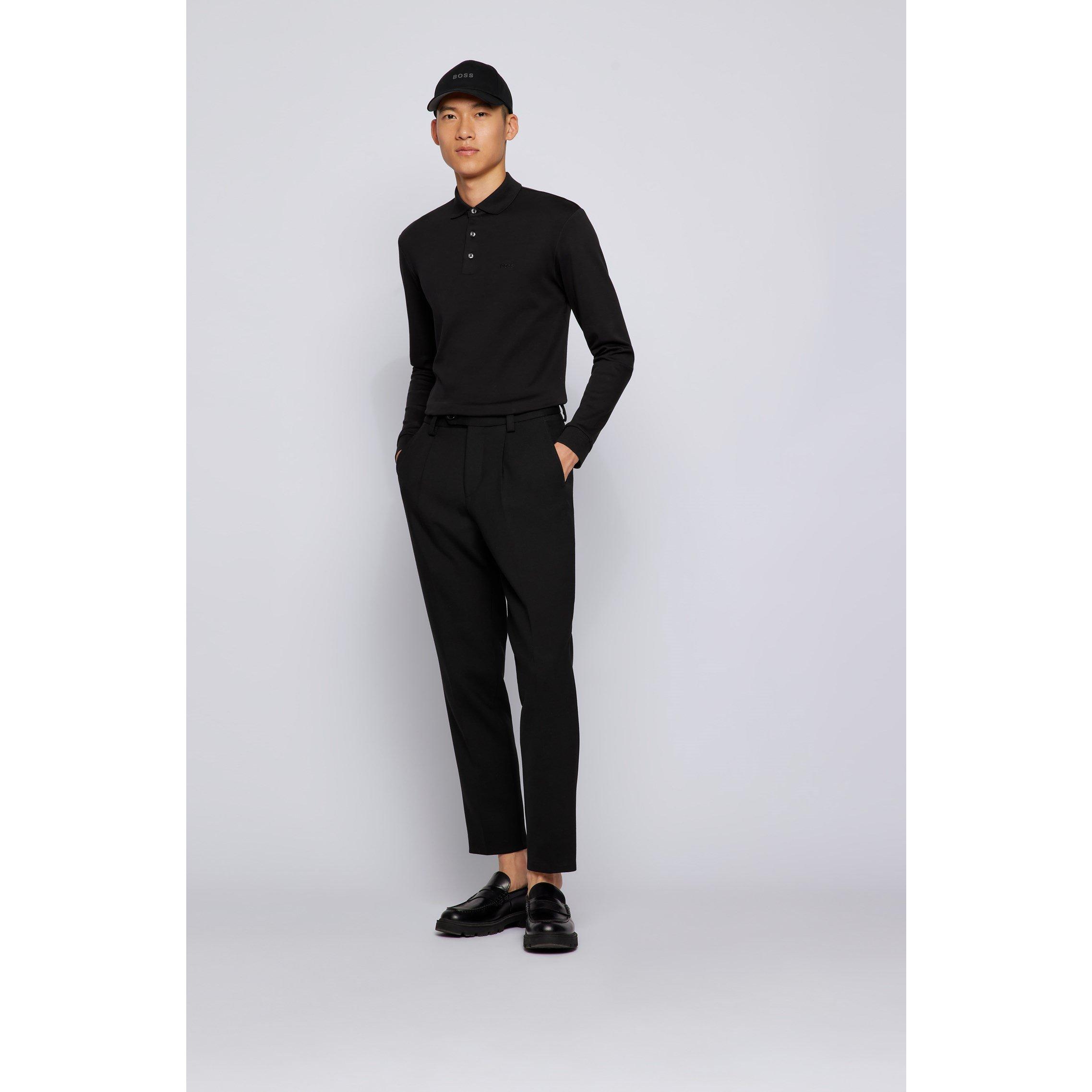 Black 001 - Boss - Men's HBB Pado 30 Long-Sleeve Polo Shirt, Iconic Logo Embroidered - 4