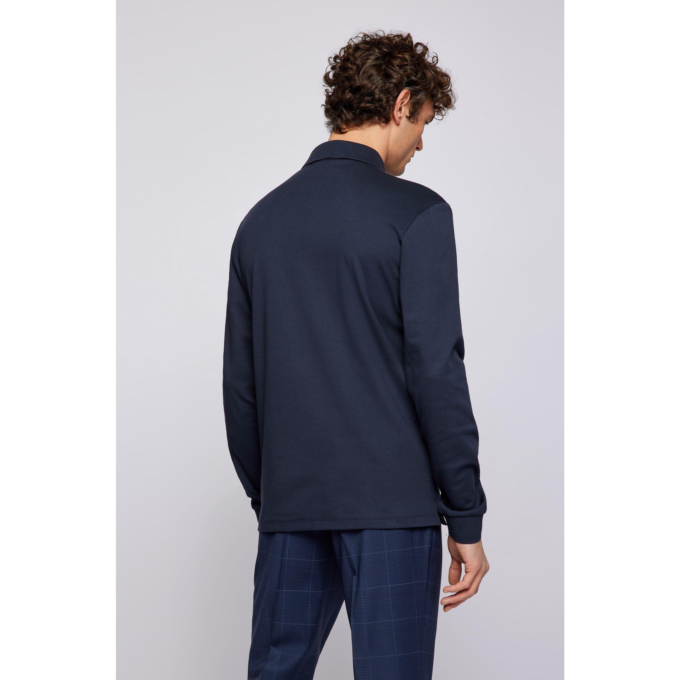 Navy 404 - Boss - Men's HBB Pado 30 Long-Sleeve Polo Shirt, Iconic Logo Embroidered - 4