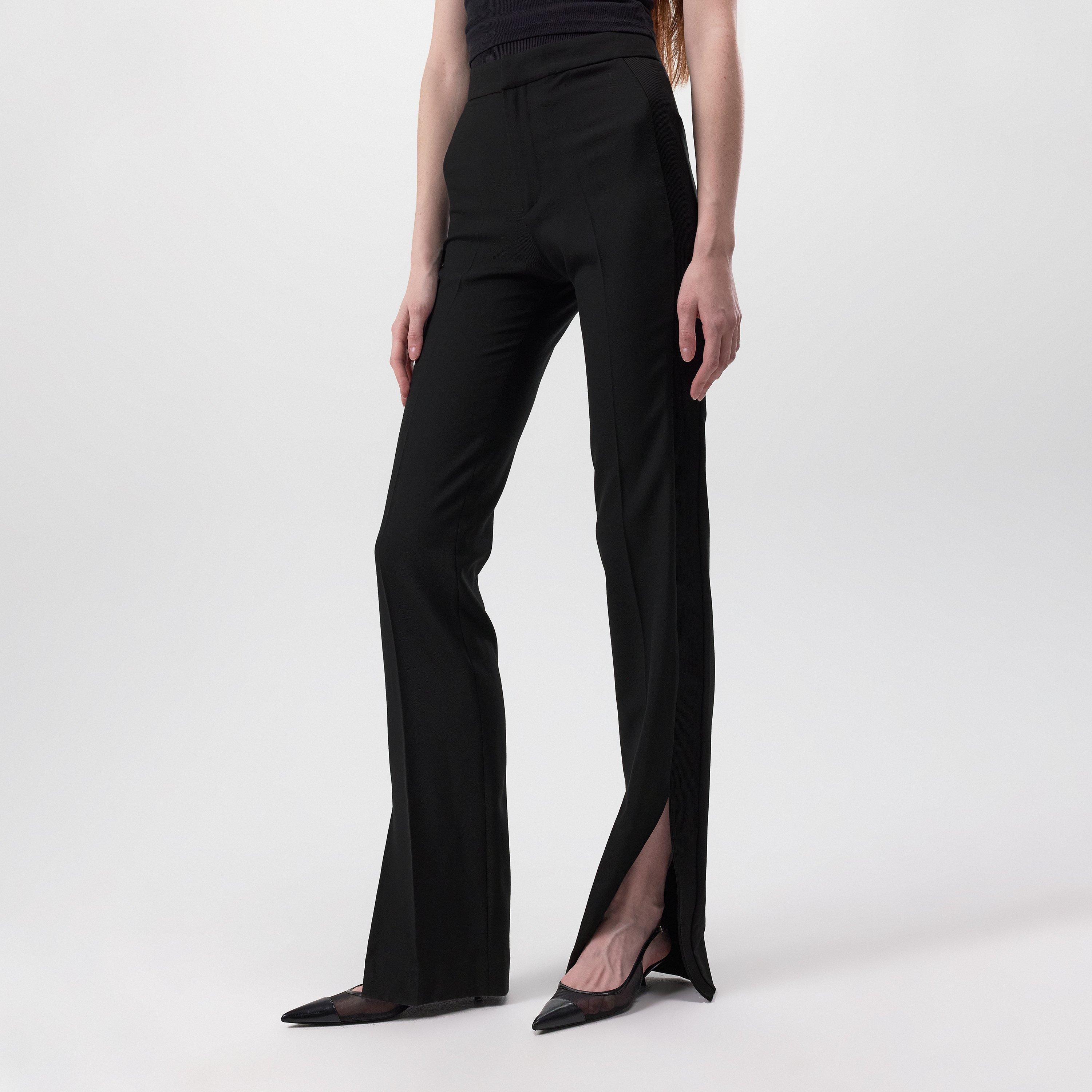 Black - Off White - Women's Band Split Trousers - 2