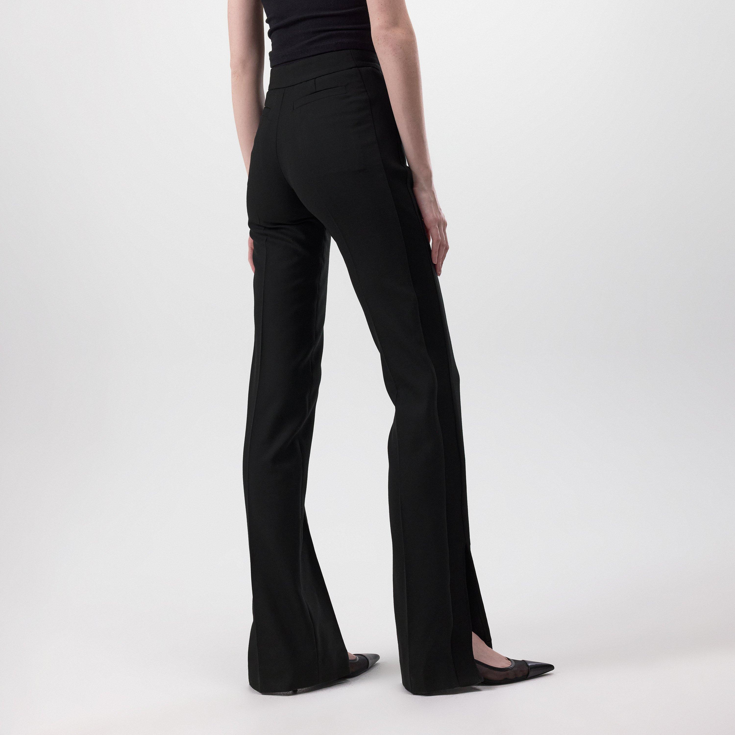 Black - Off White - Women's Band Split Trousers - 3