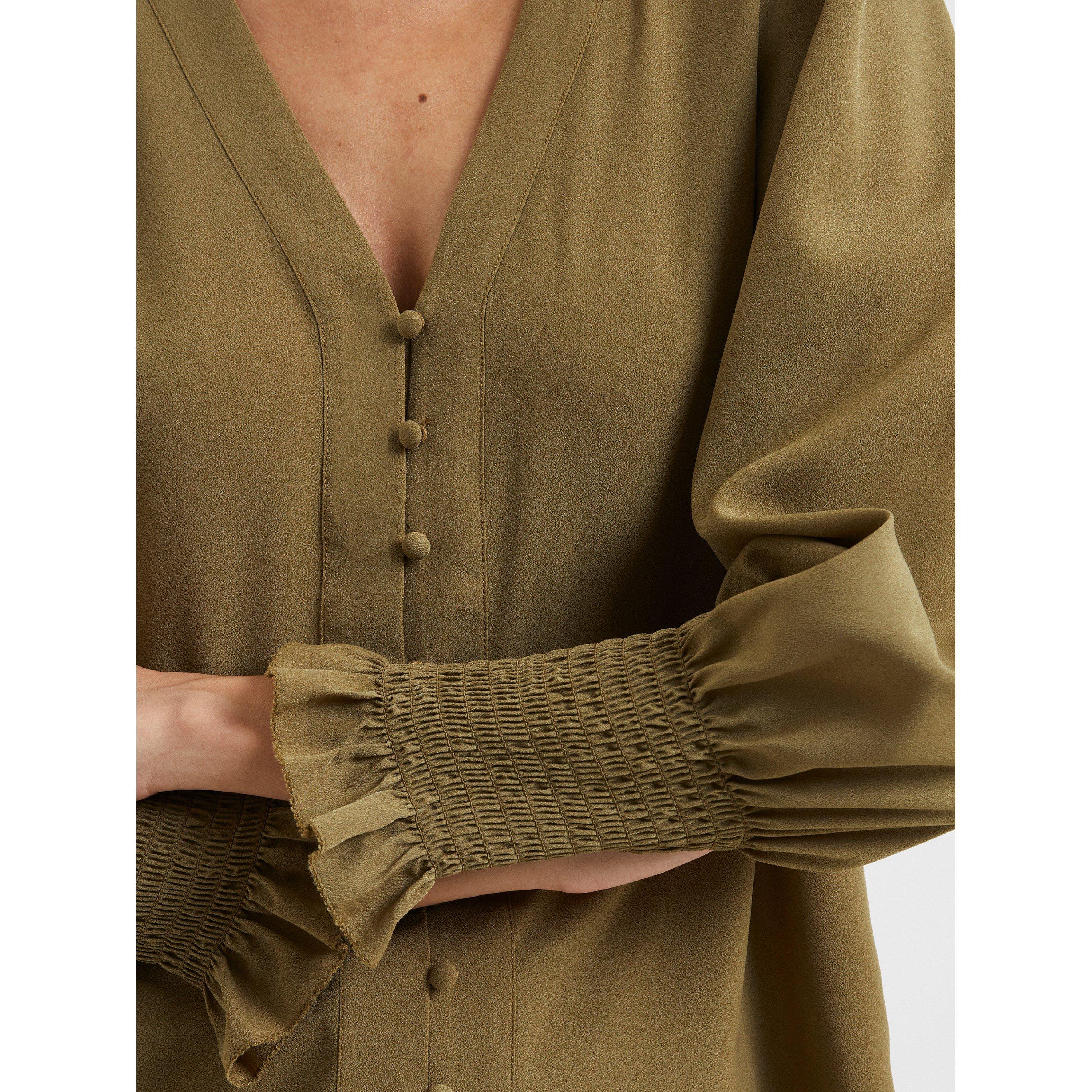 20-Nutria - French Connection - Women's Crepe V-Neck Long-Sleeve Blouse - 3