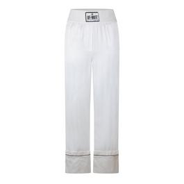 Off White Women's Satin Pyjama Pant, Satin Construction Trousers