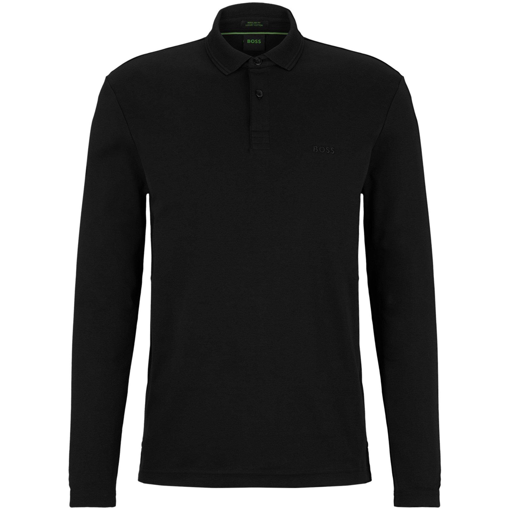 Black 001 - Boss - Men's Pirol Long-Sleeve Polo Shirt, Timeless Design - 1