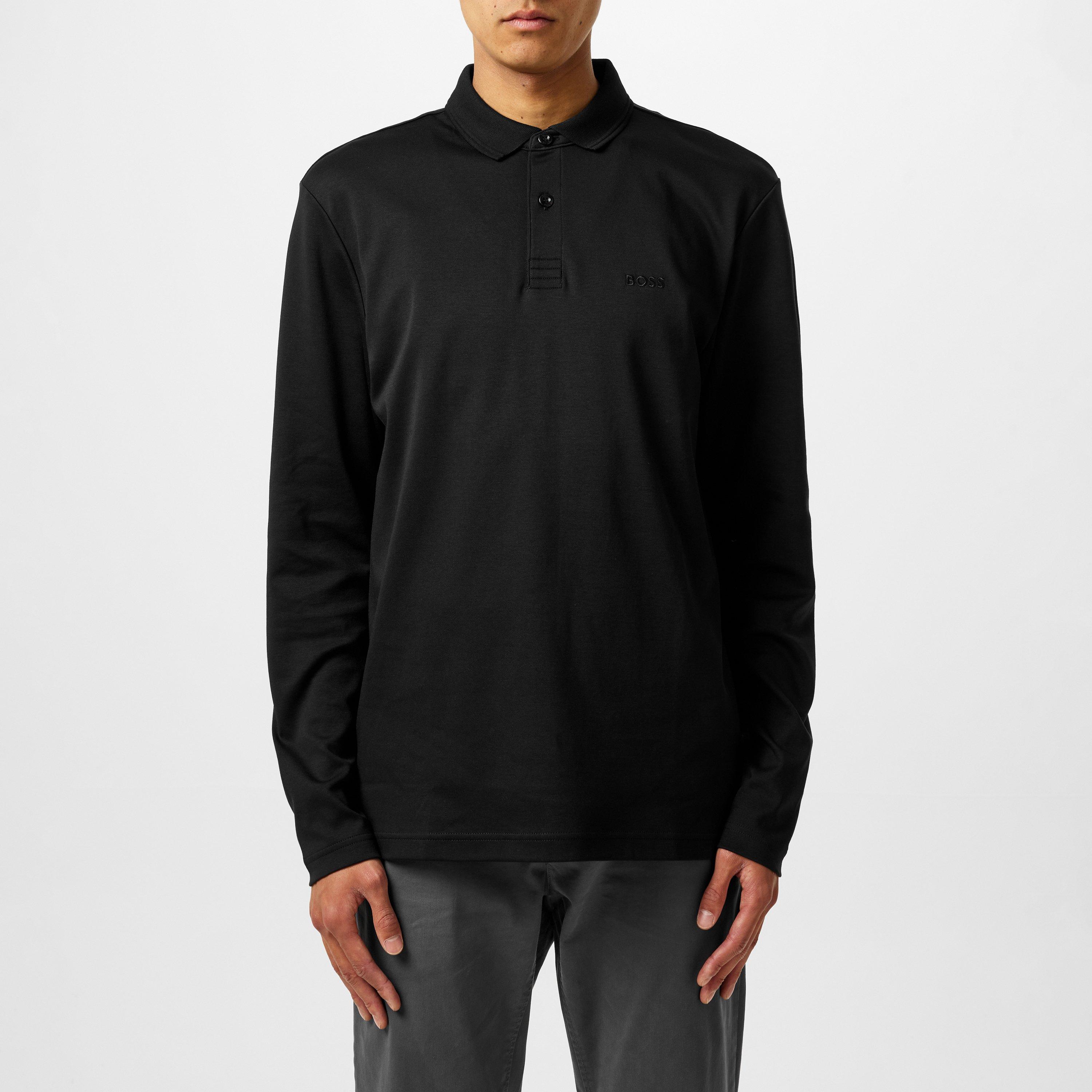Black 001 - Boss - Men's Pirol Long-Sleeve Polo Shirt, Timeless Design - 3
