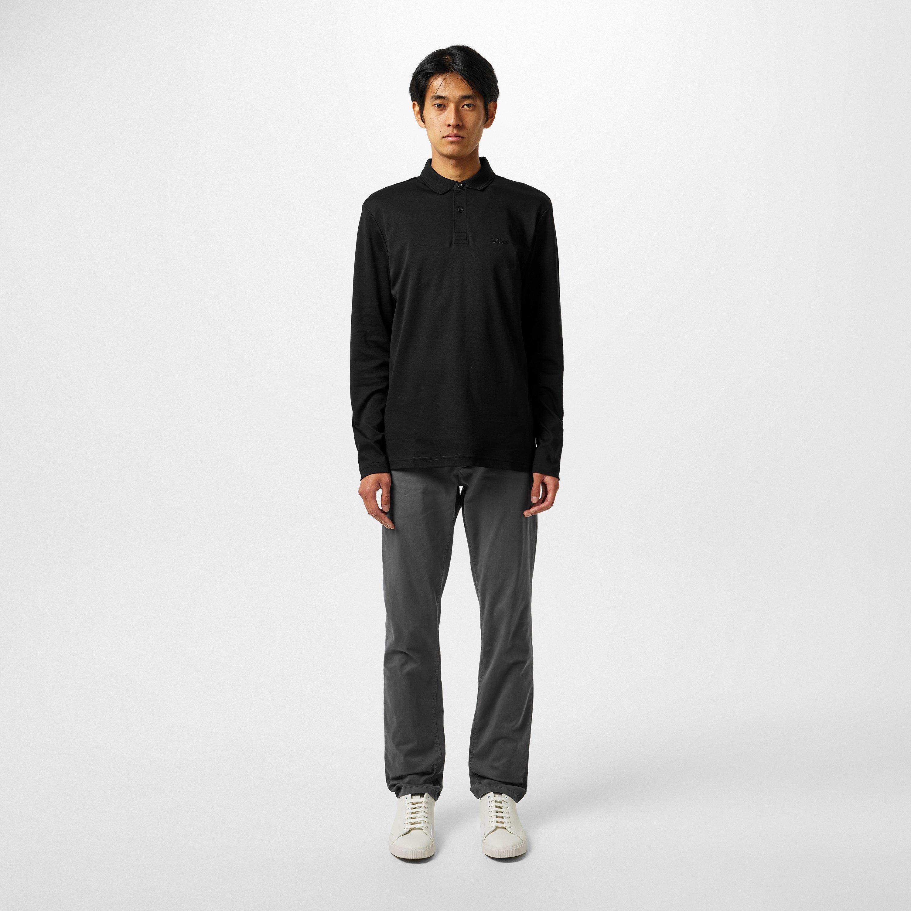 Black 001 - Boss - Men's Pirol Long-Sleeve Polo Shirt, Timeless Design - 5