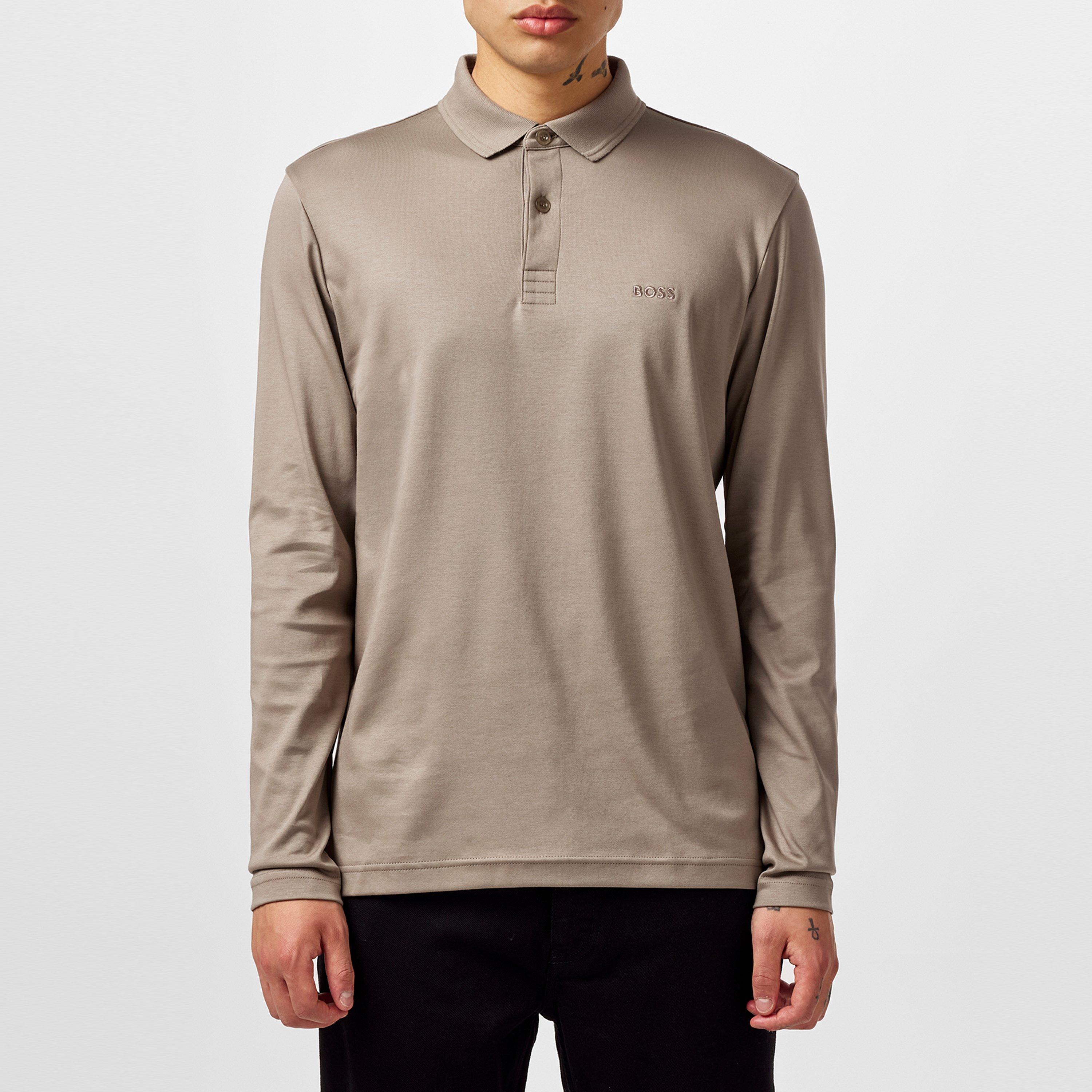 Taupe 334 - Boss - Men's Pirol Long-Sleeve Polo Shirt, Timeless Design - 3