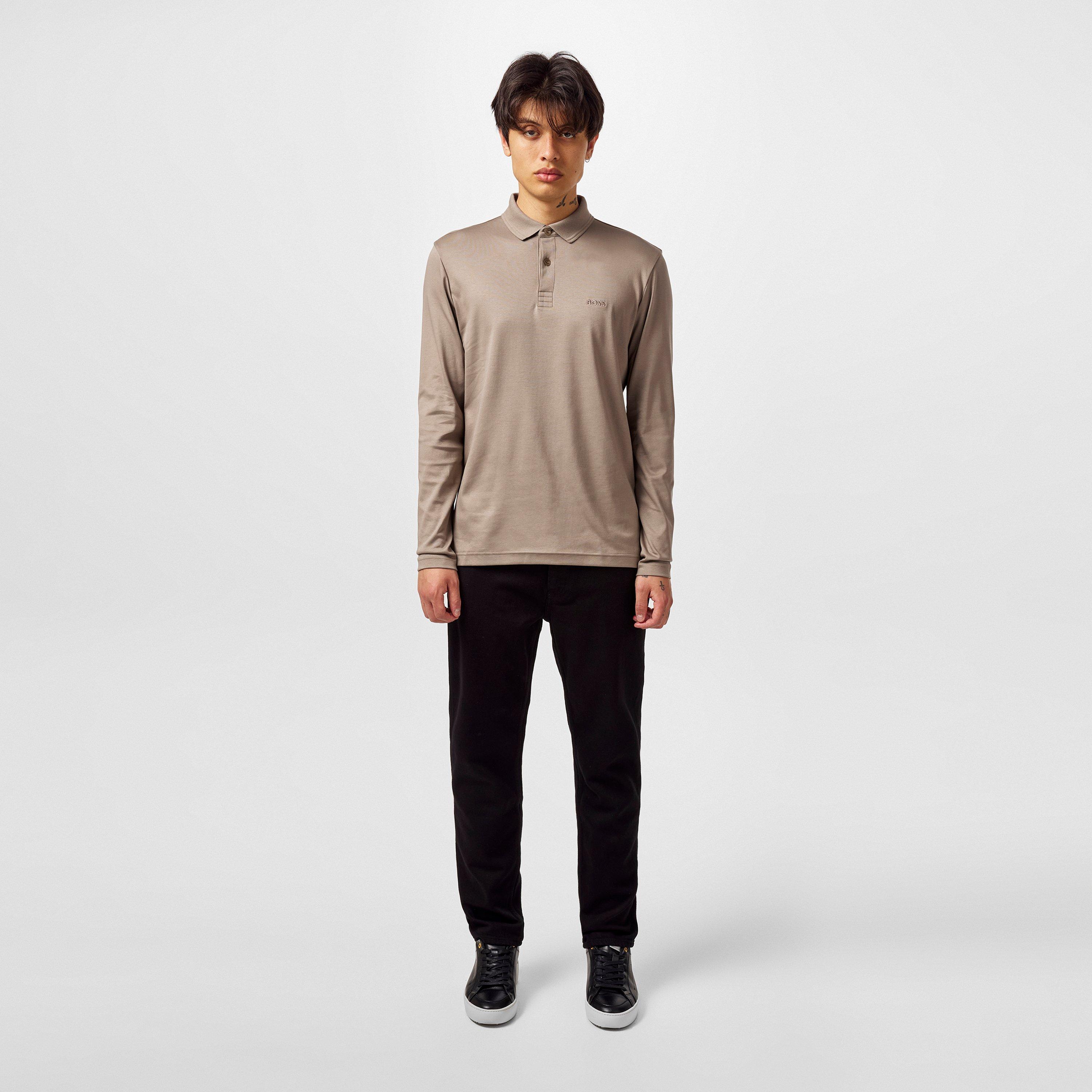 Taupe 334 - Boss - Men's Pirol Long-Sleeve Polo Shirt, Timeless Design - 5