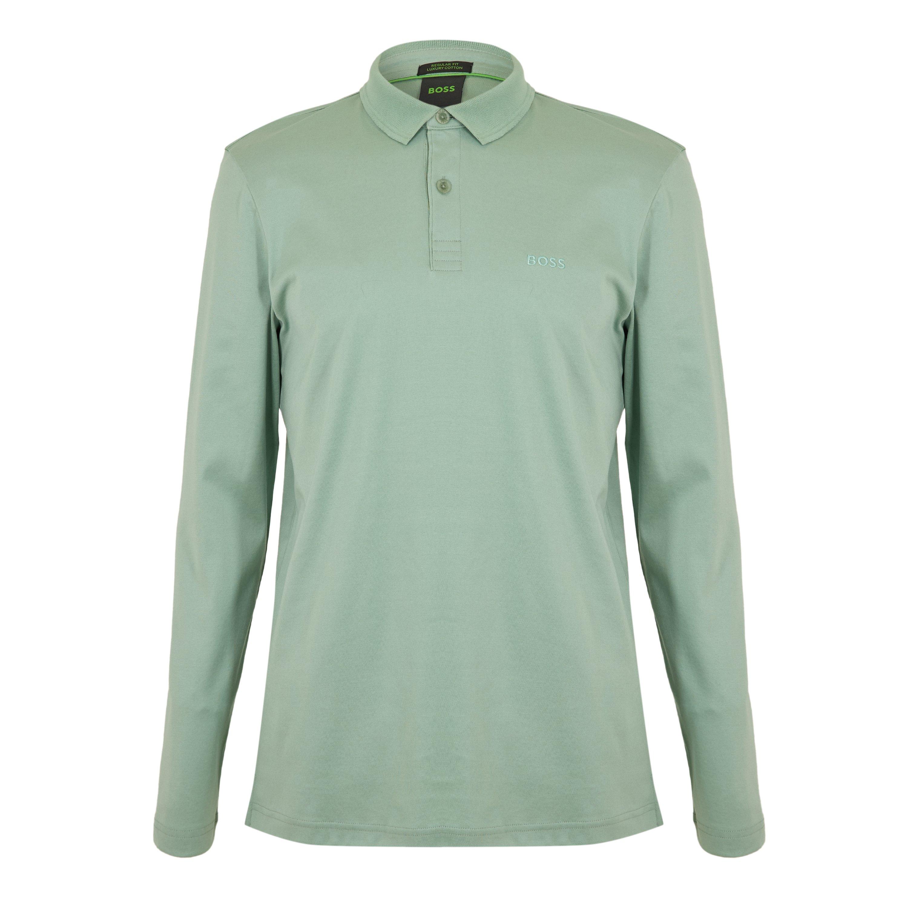 Boss Men's Pirol Long-Sleeve Polo Shirt, Timeless Design - Open Green - S