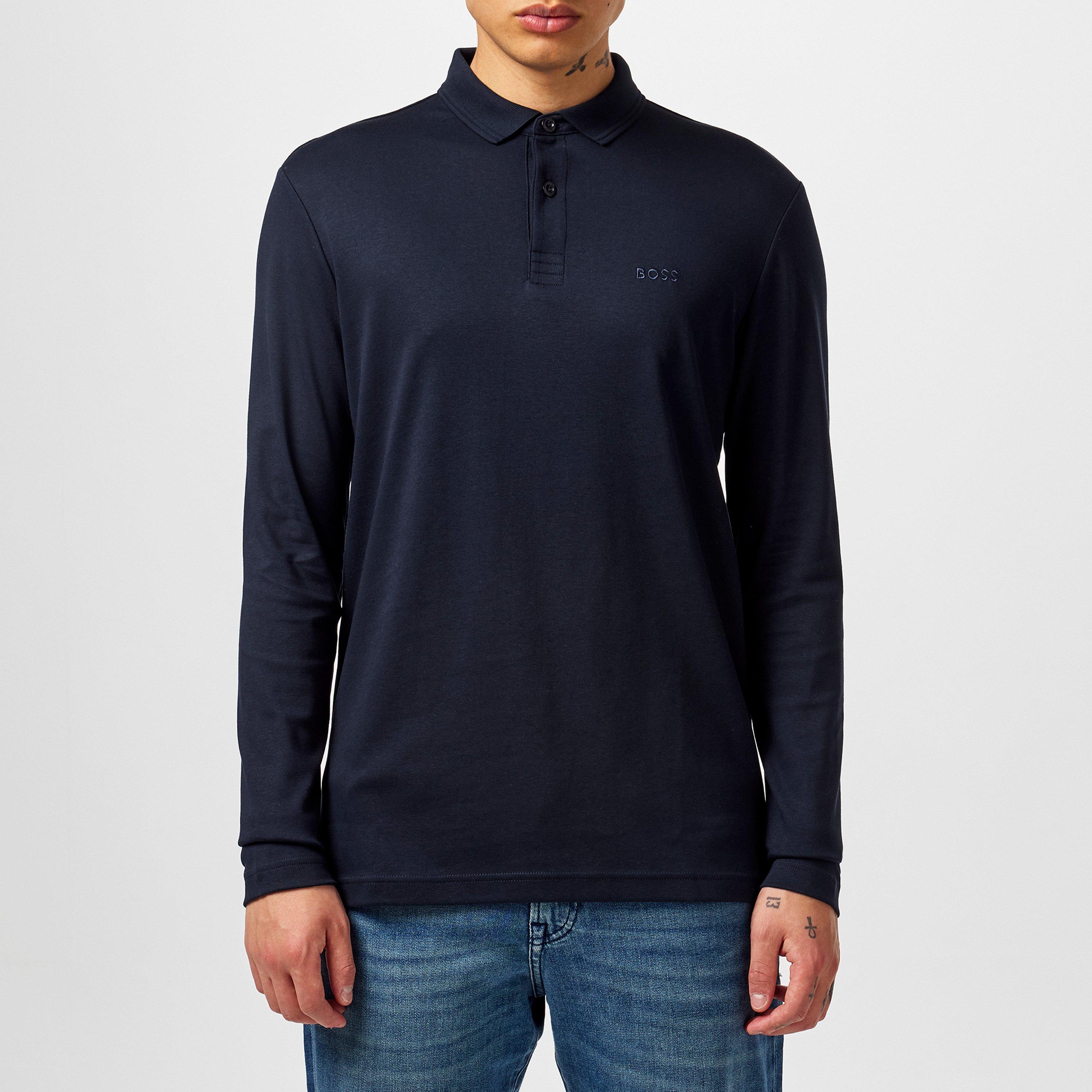 Dark Blue 402 - Boss - Men's Pirol Long-Sleeve Polo Shirt, Timeless Design - 3