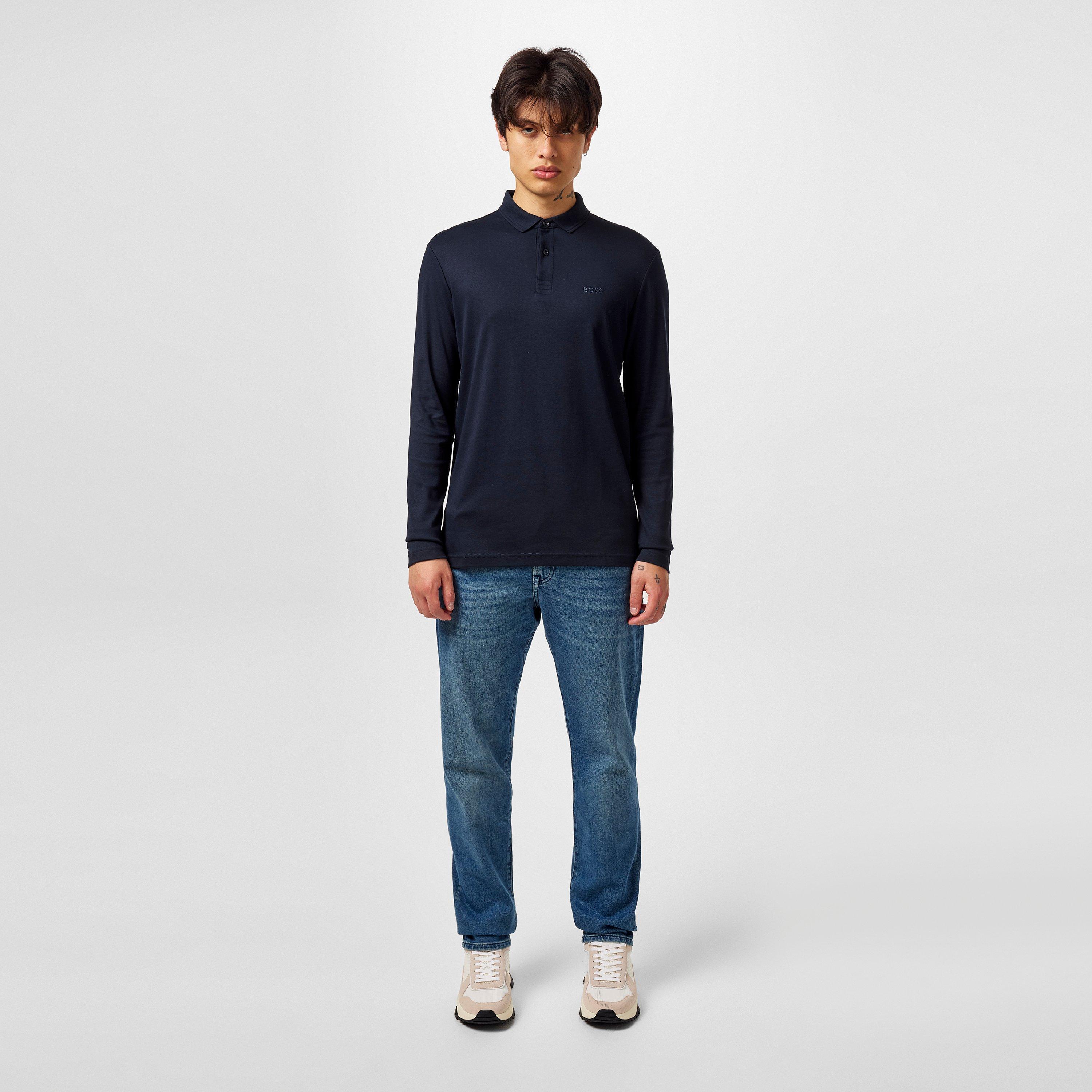Dark Blue 402 - Boss - Men's Pirol Long-Sleeve Polo Shirt, Timeless Design - 6