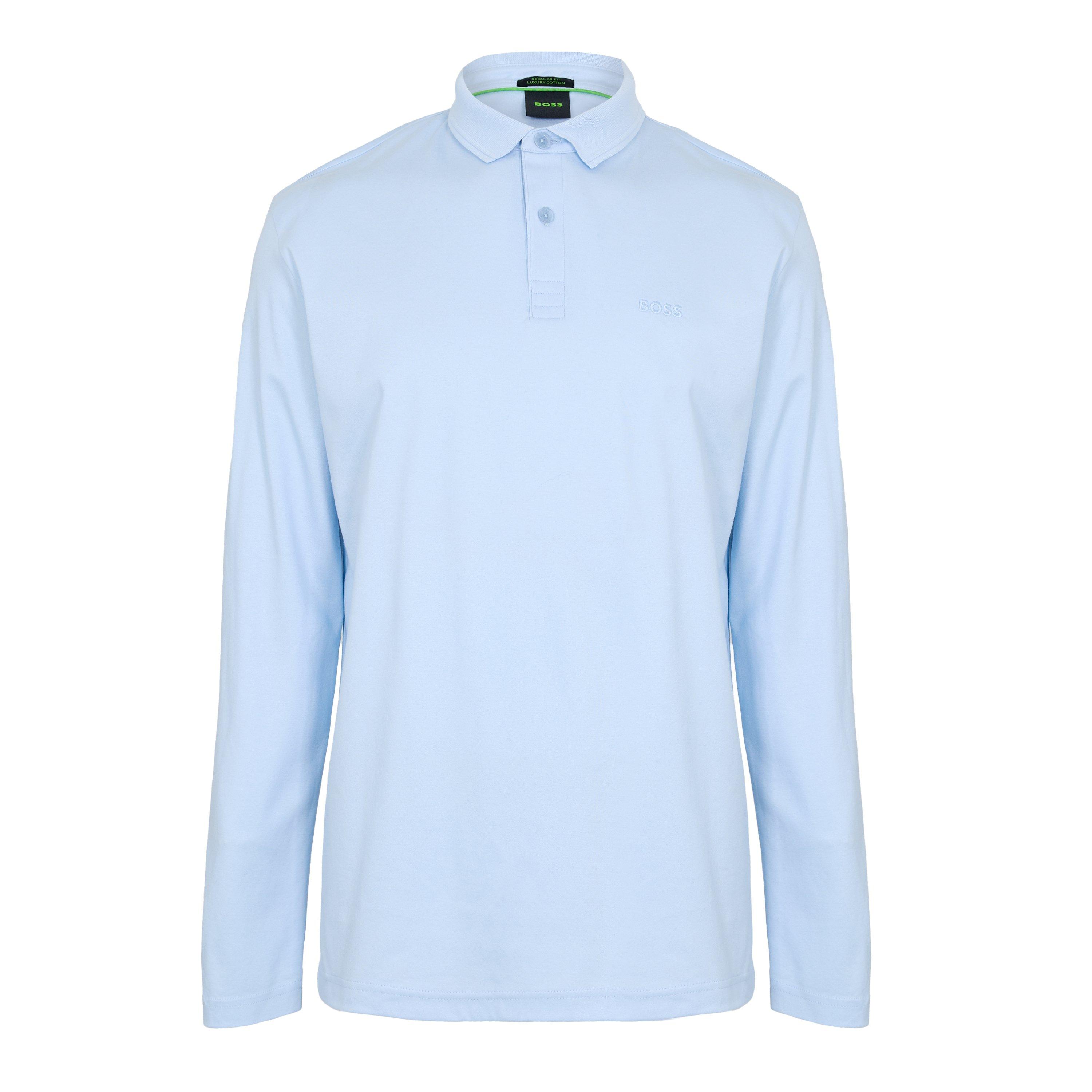 Boss Men's Pirol Long-Sleeve Polo Shirt, Timeless Design - Open Blue - M