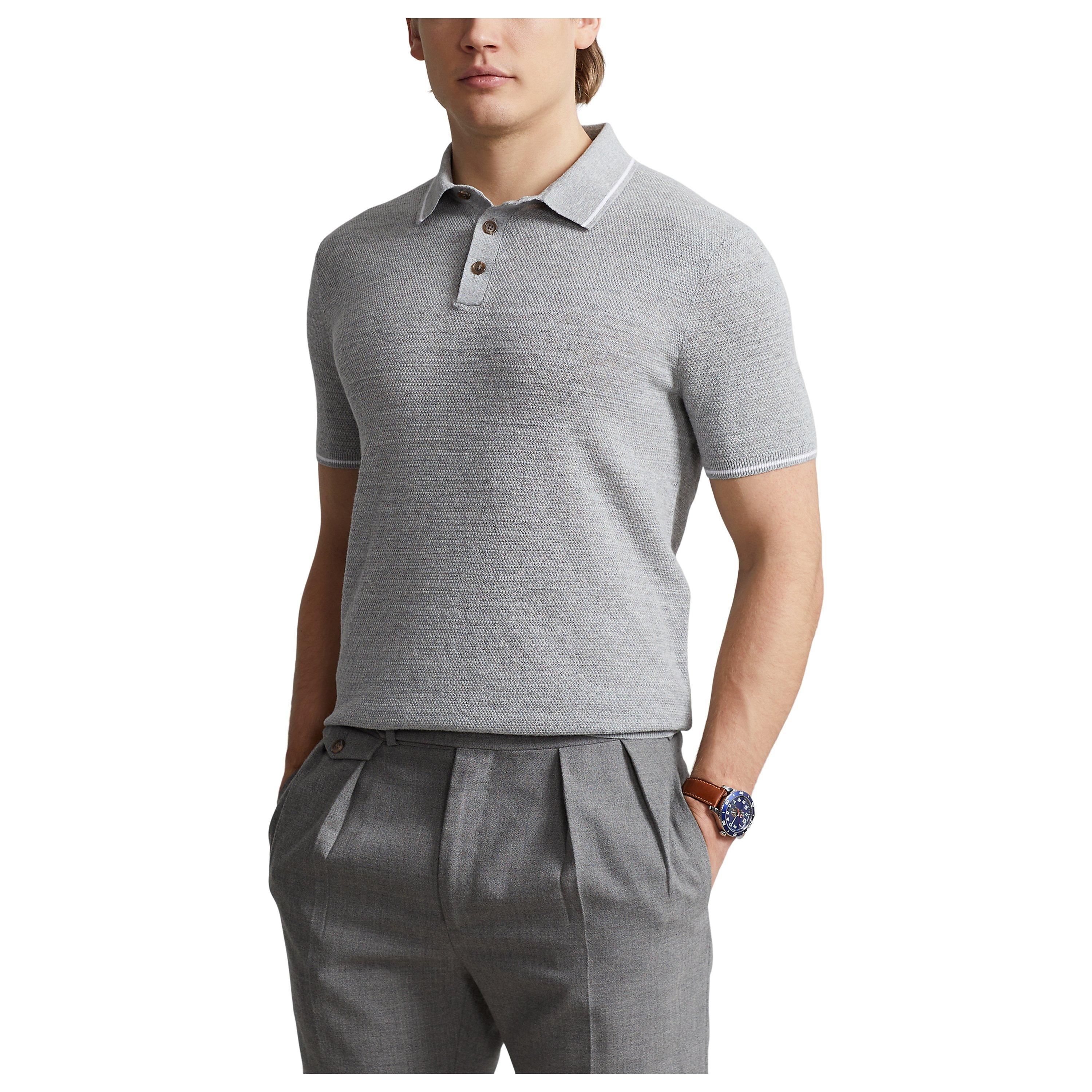 Andover Hthr - Polo Ralph Lauren - Cotton Linen Polo Shirt - 2