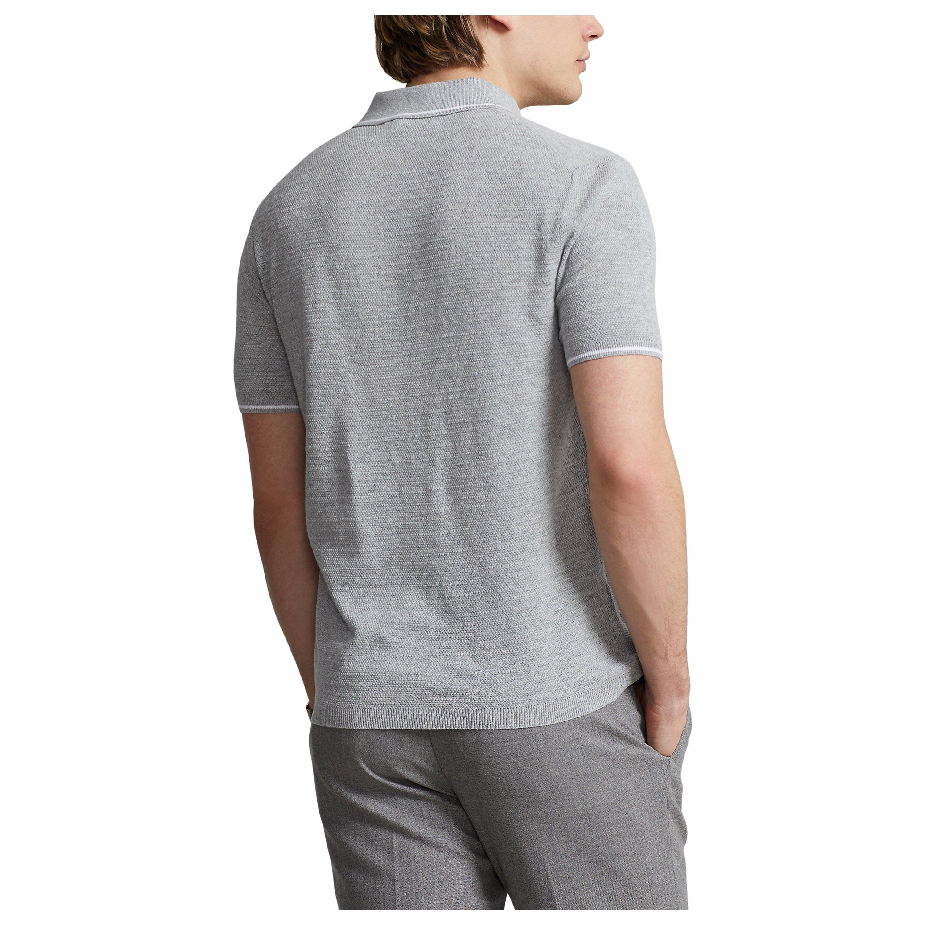 Andover Hthr - Polo Ralph Lauren - Cotton Linen Polo Shirt - 3