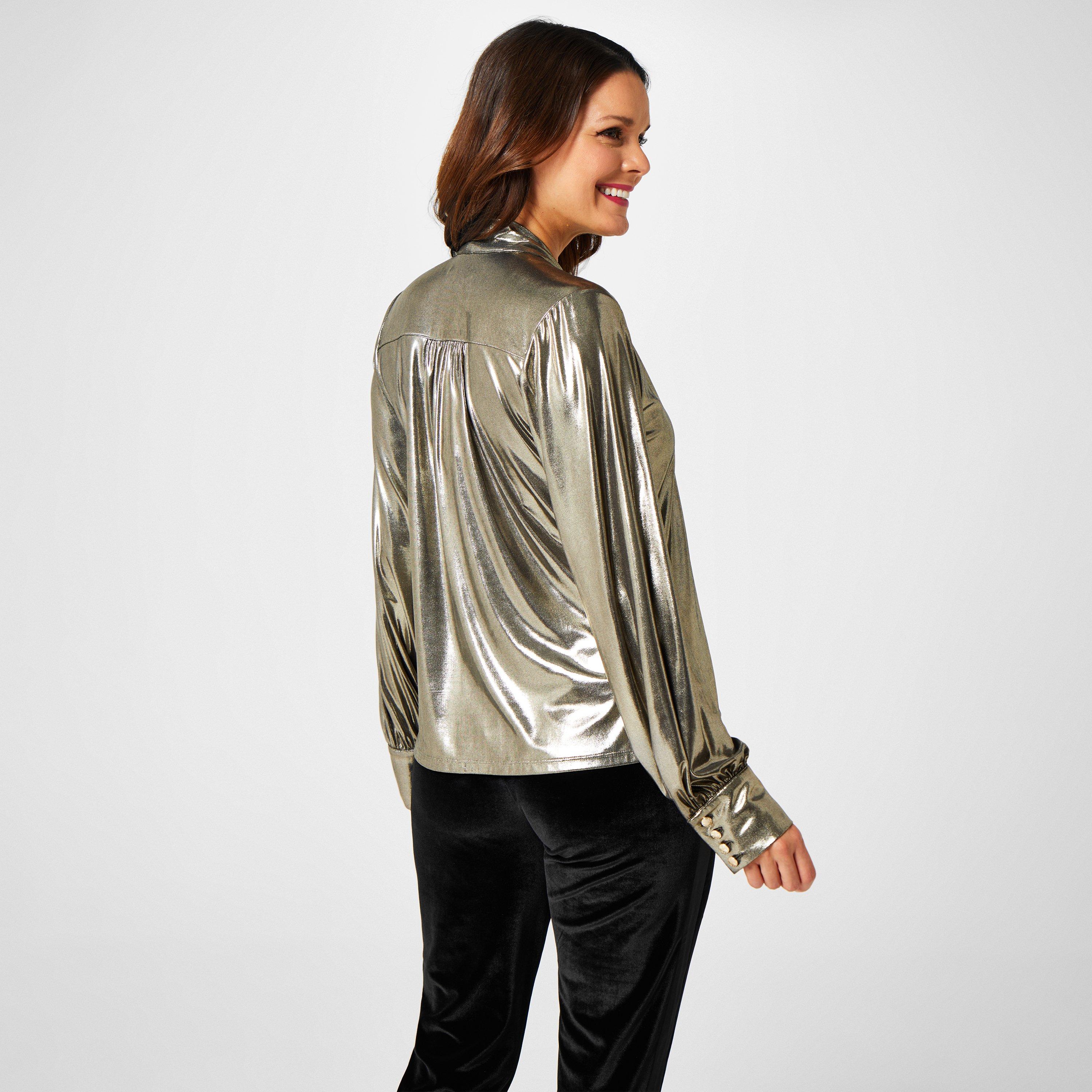 Gold - Biba - x Tess Daly Shimmer Blouse - 3