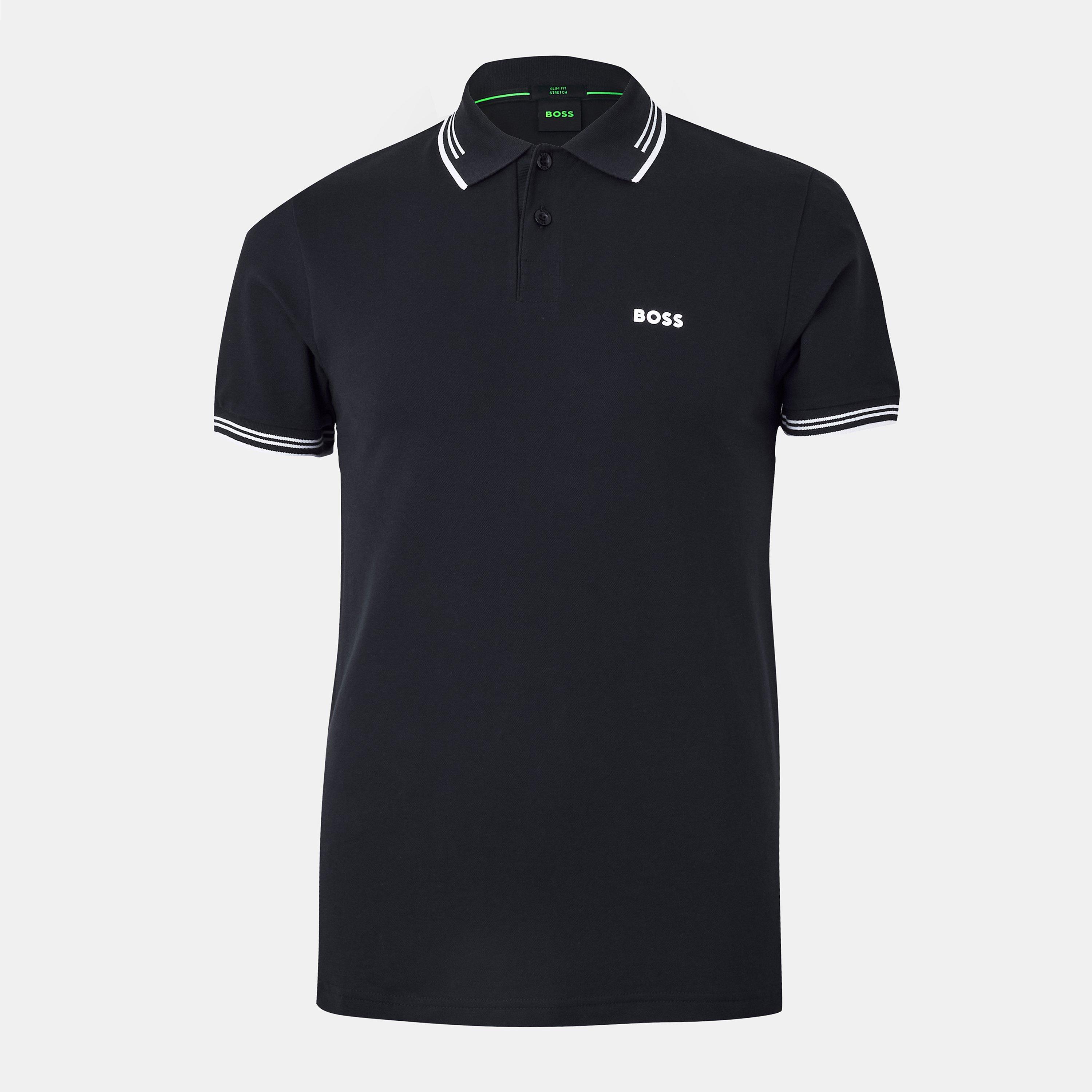 Boss Mens BOSS GREEN Paul Contrast Striped Trim Short Sleeve Polo Shirt - Dark Blue - Size 2XL