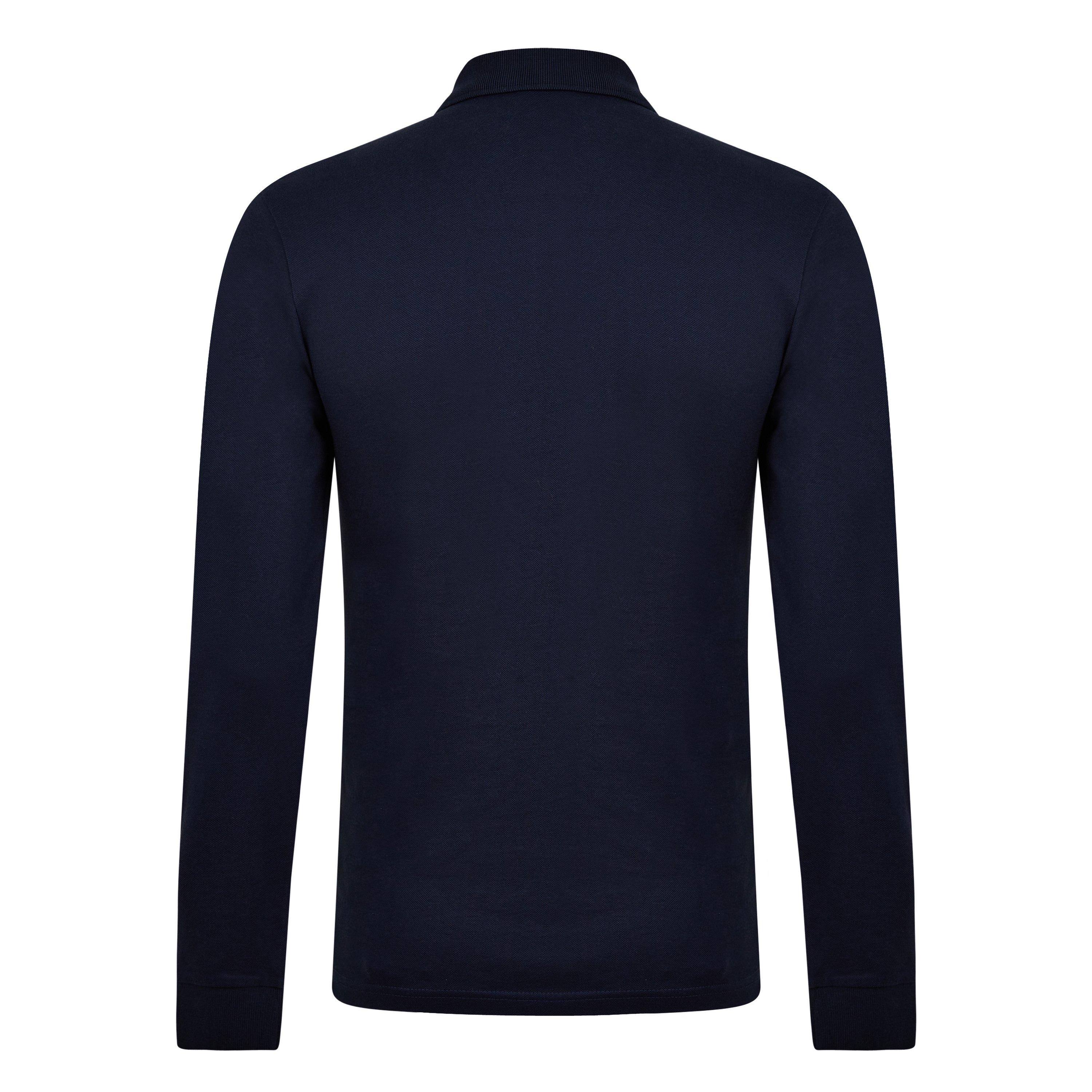 Navy 404 - Boss - Mens BOSS ORANGE Passerby Premium Cotton Long Sleeve Polo Shirt with Logo Detail - 8