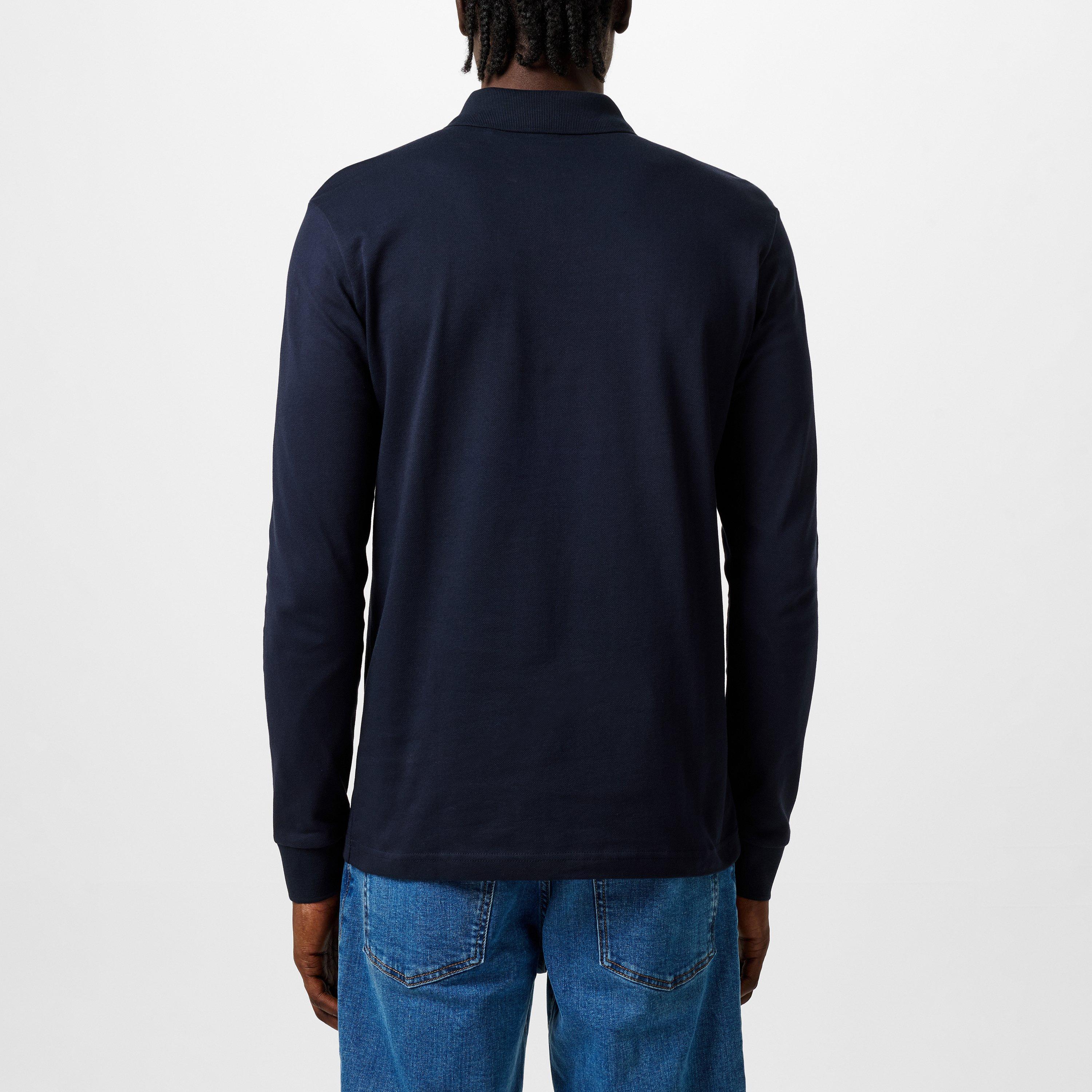 Navy 404 - Boss - Mens BOSS ORANGE Passerby Premium Cotton Long Sleeve Polo Shirt with Logo Detail - 4