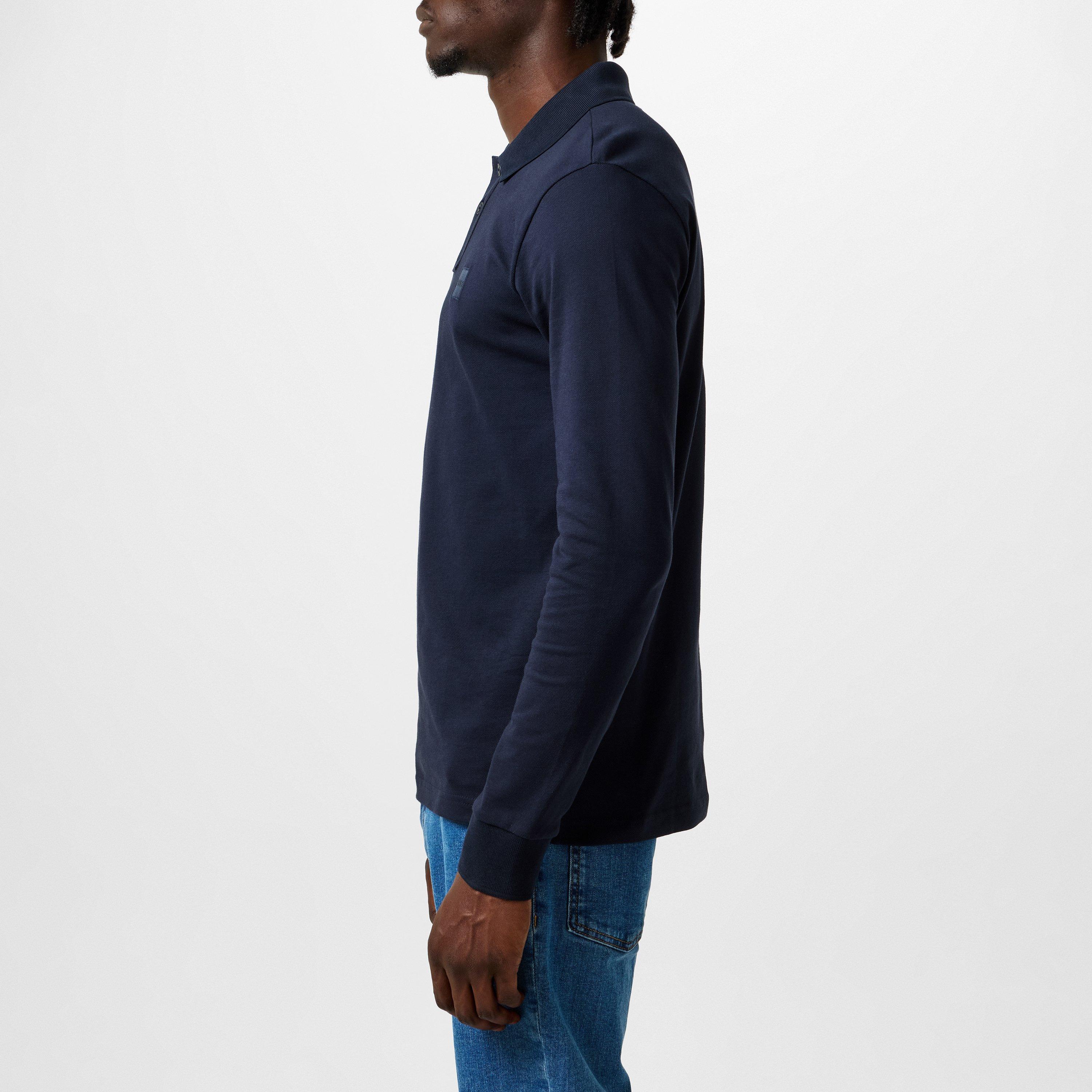 Navy 404 - Boss - Mens BOSS ORANGE Passerby Premium Cotton Long Sleeve Polo Shirt with Logo Detail - 5